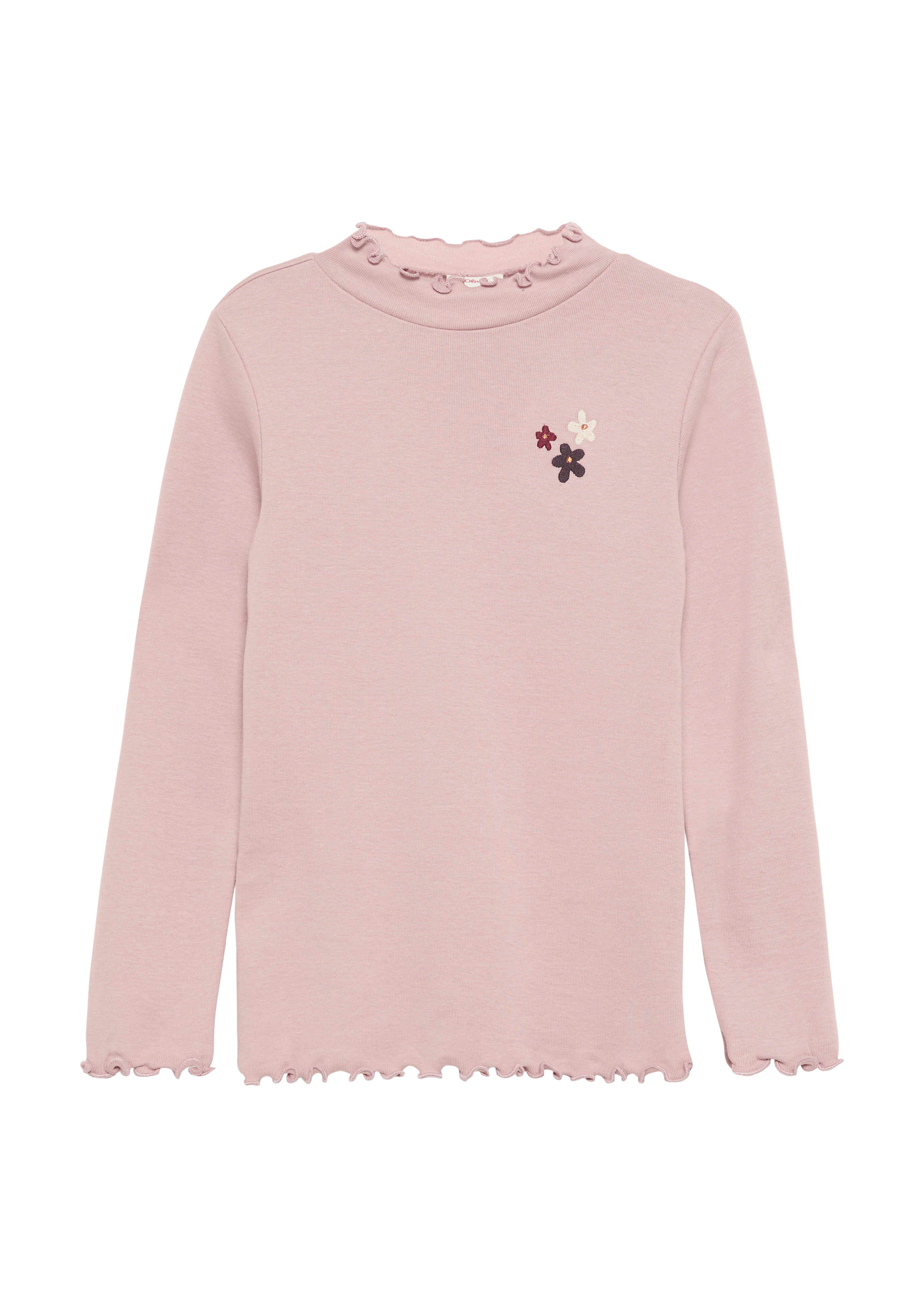 s.Oliver - Schmales Langarmshirt mit Rippstruktur und Stehkragen, Kinder, Rosa