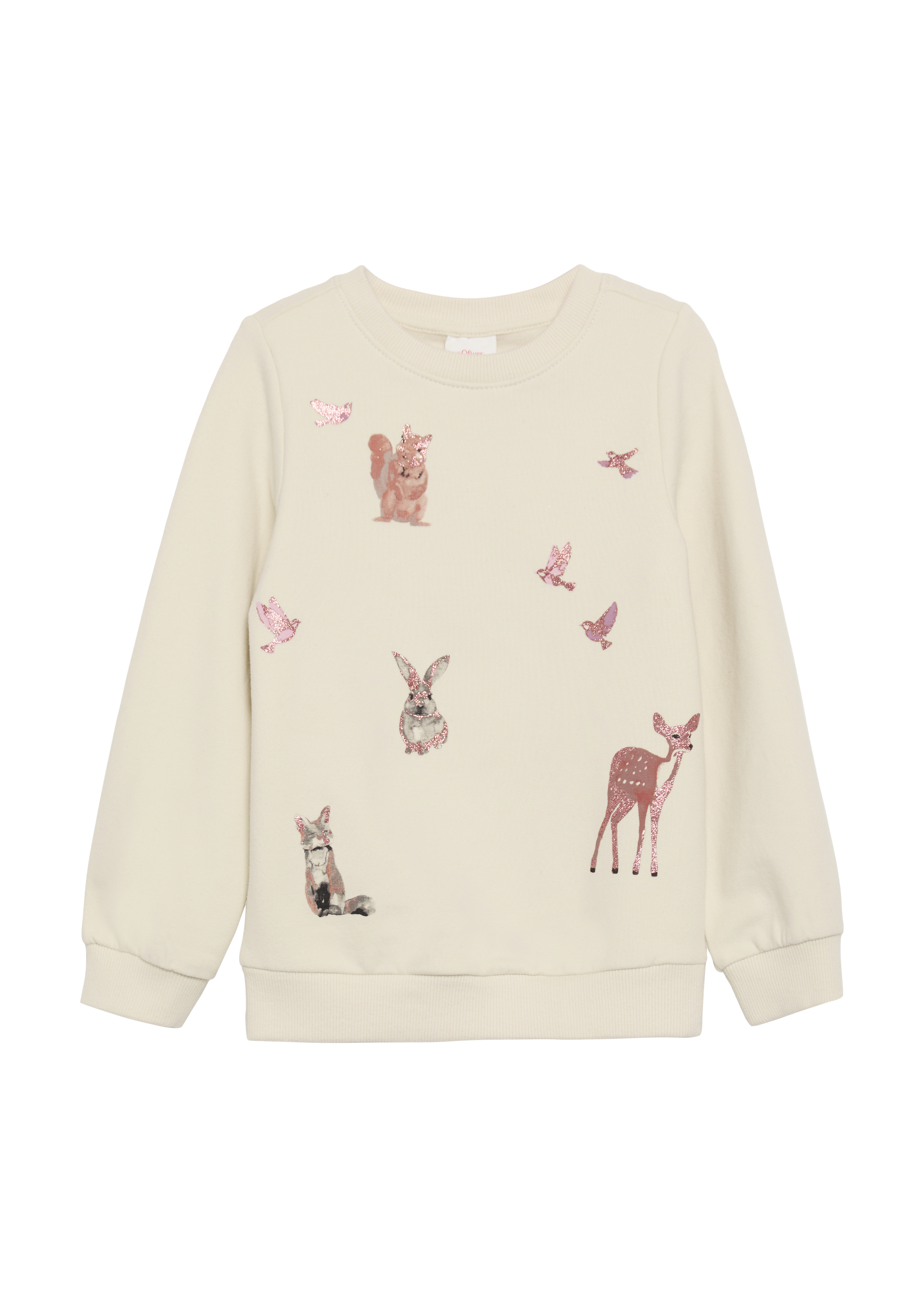 s.Oliver - Wärmendes Sweatshirt mit Glitzer-Details, Kinder, Beige