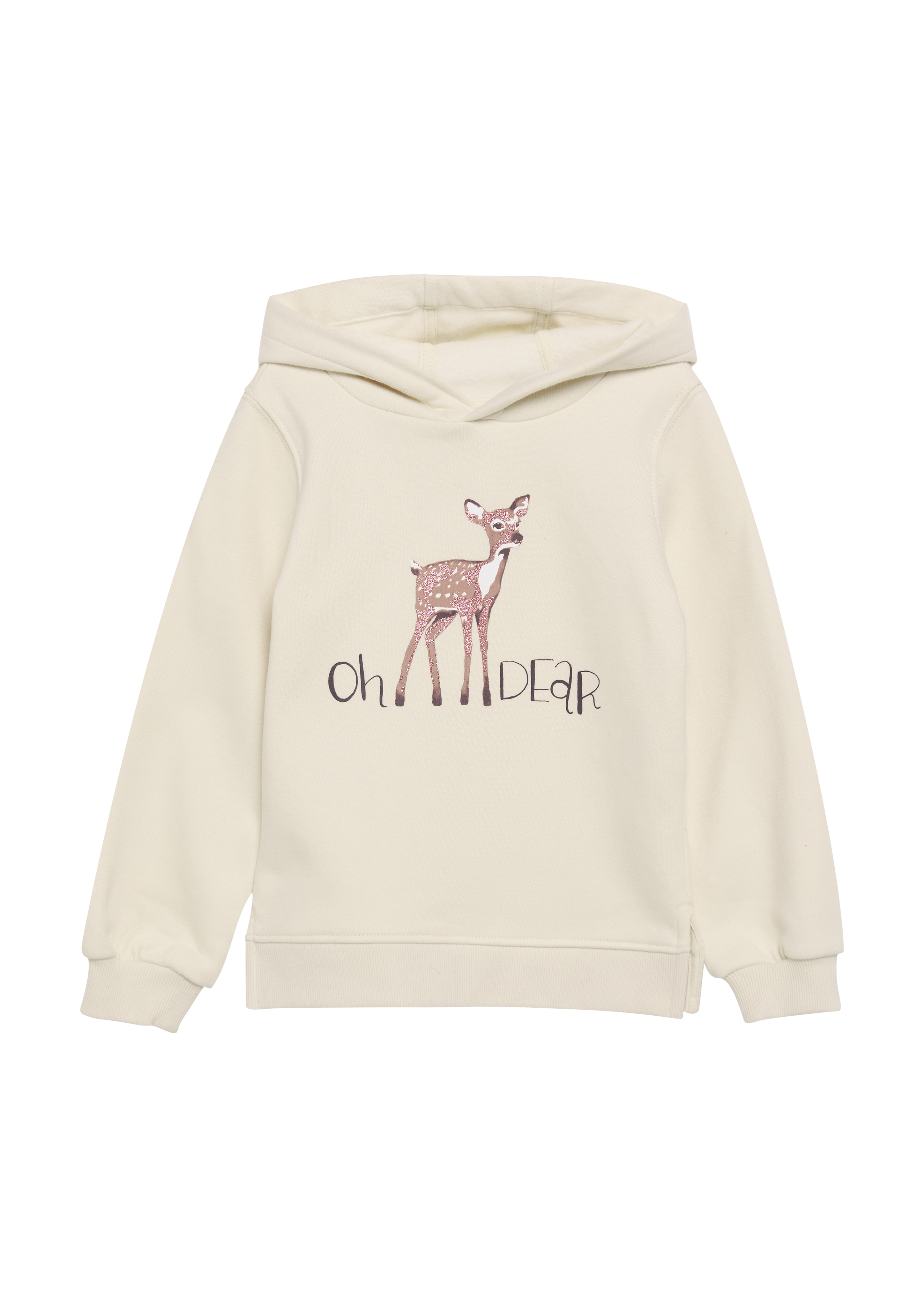 s.Oliver - Wärmendes Kapuzen-Sweatshirt mit Glitzerprint, Kinder, Beige