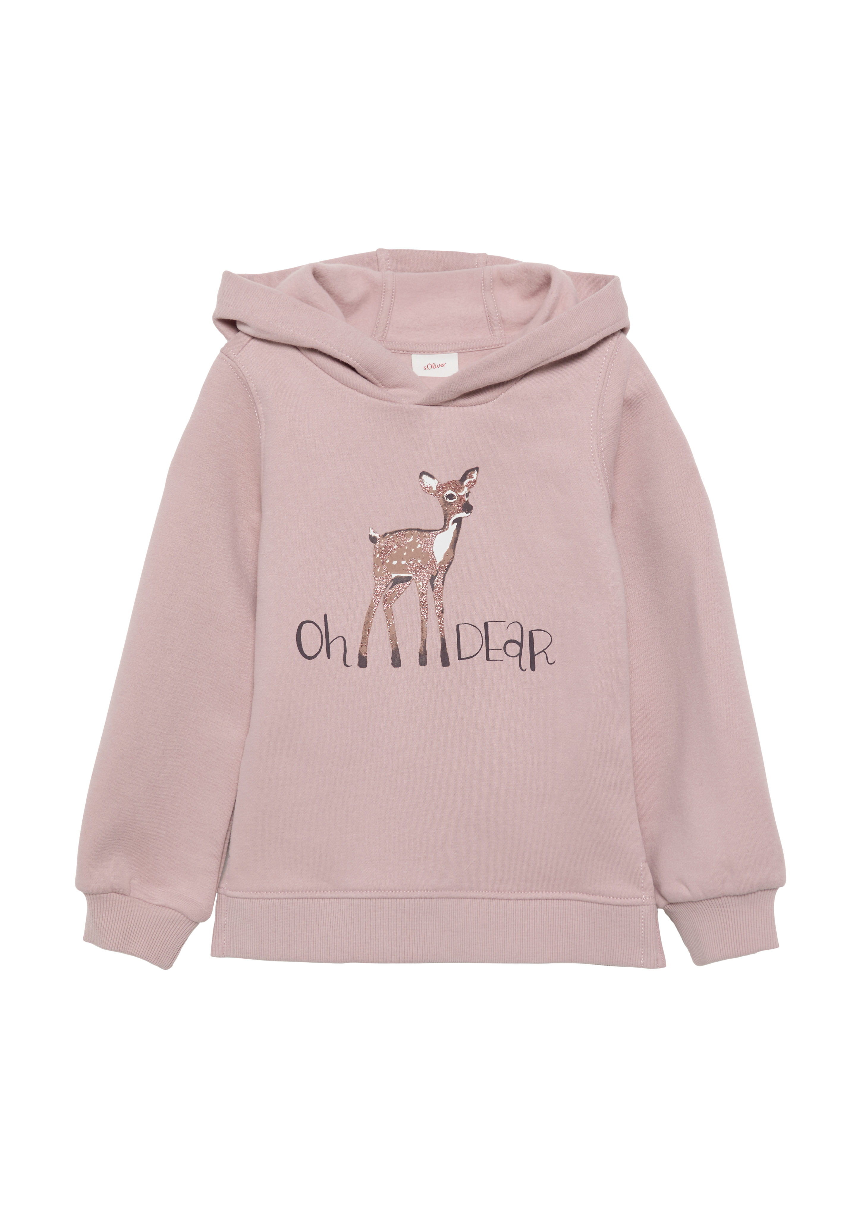 s.Oliver - Wärmendes Kapuzen-Sweatshirt mit Glitzerprint, Kinder, Rosa