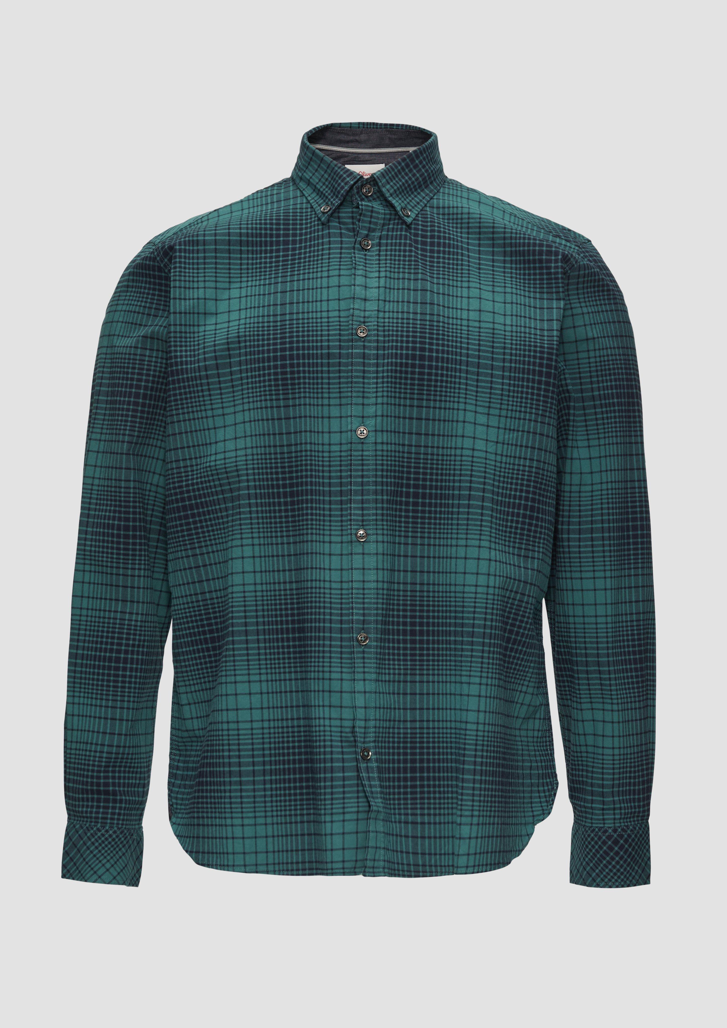 Thumbnail - s.Oliver - Regular Fit: Hemd aus Baumwollstretch mit Button-Down-Kragen, Herren, Blau