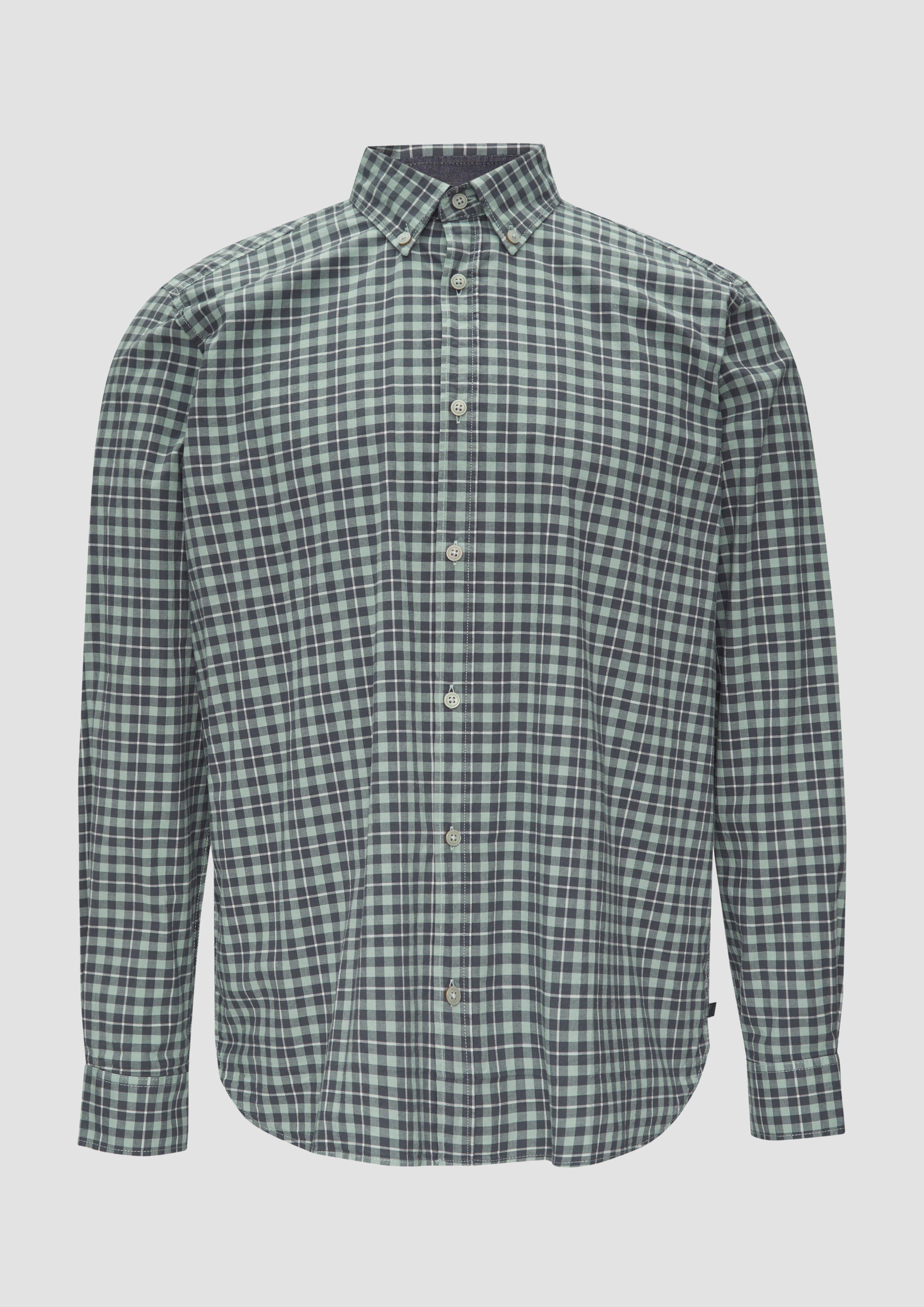 s.Oliver - Regular Fit: Hemd aus Baumwollstretch mit Button-Down-Kragen, Herren, grau|mehrfarbig