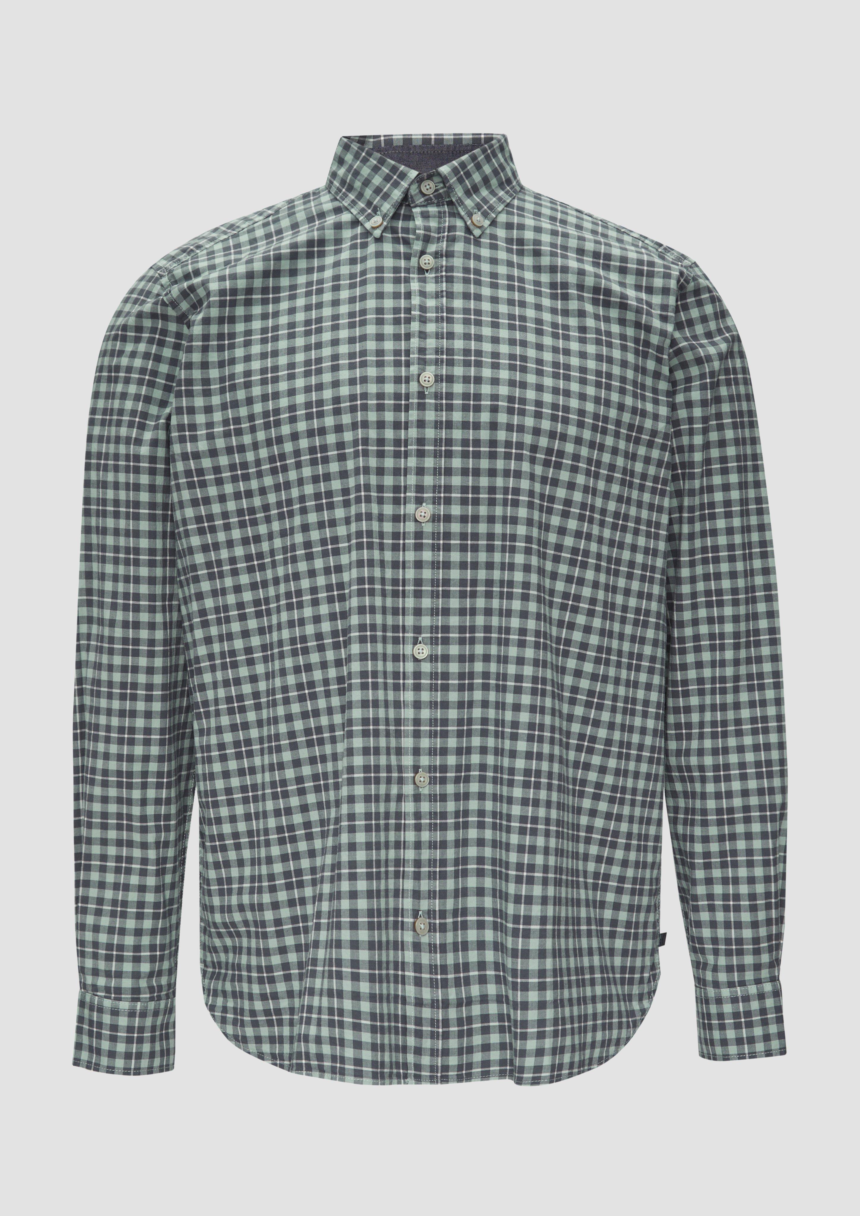 Thumbnail - s.Oliver - Regular Fit: Hemd aus Baumwollstretch mit Button-Down-Kragen, Herren, grau|mehrfarbig