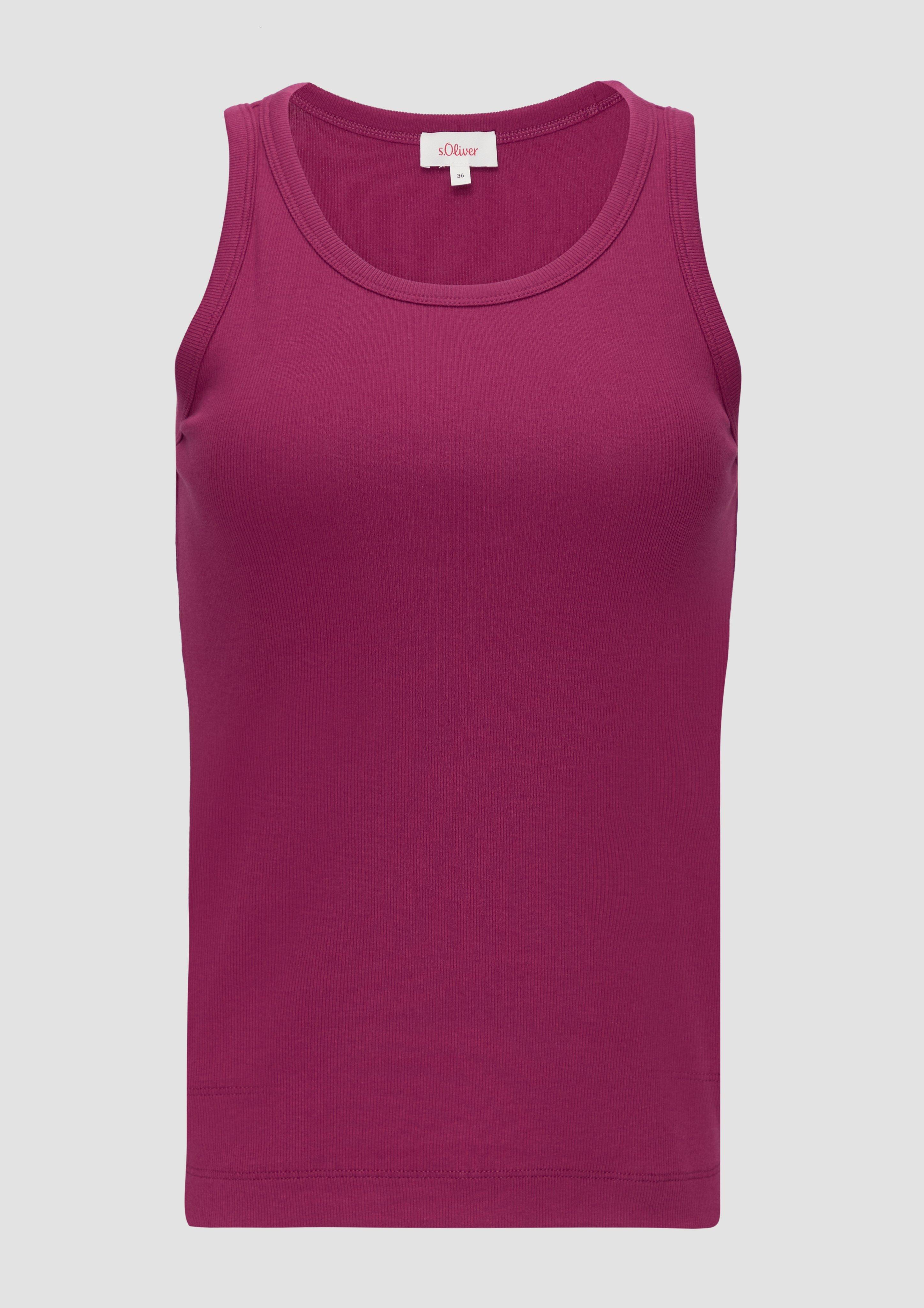 s.Oliver - Geripptes Tanktop aus Baumwollstretch, Damen, Rosa