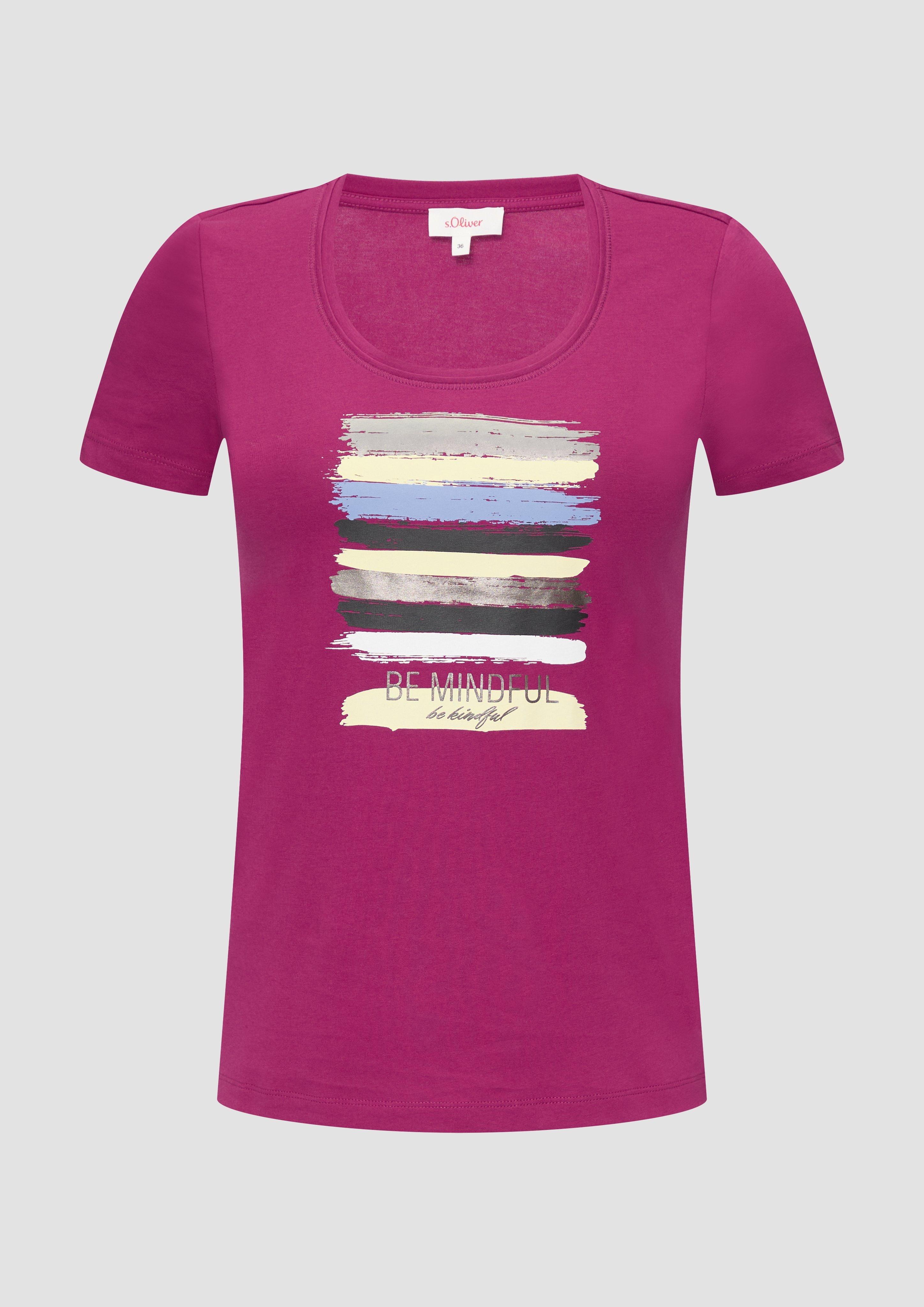 s.Oliver - T-Shirt mit Frontprint, Damen, Rosa