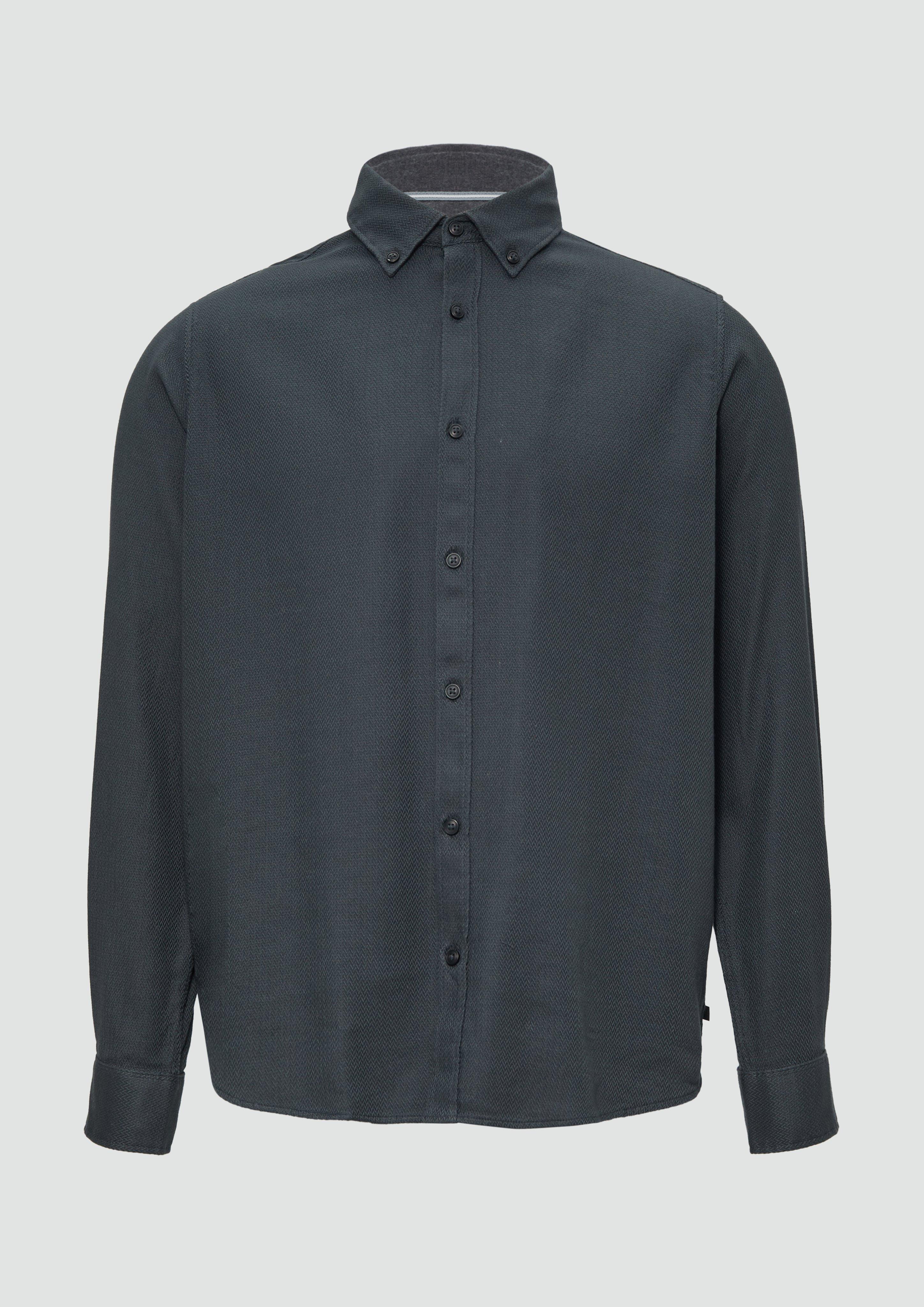 s.Oliver - Regular Fit: Strukturiertes Baumwollhemd mit Button-down-Kragen, Herren, grau