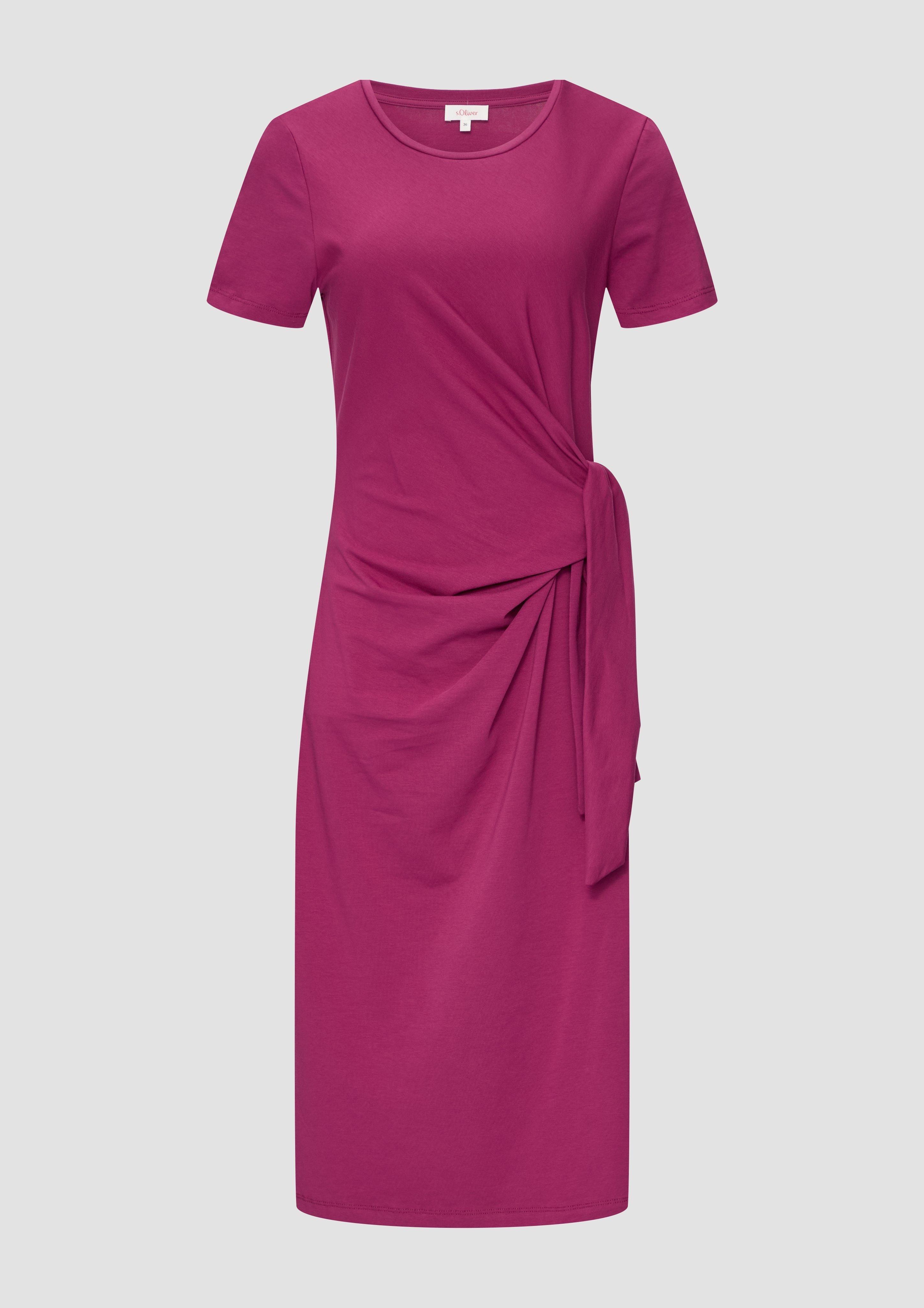 s.Oliver - Midikleid aus Baumwollstretch mit Knotendetail, Damen, Rosa