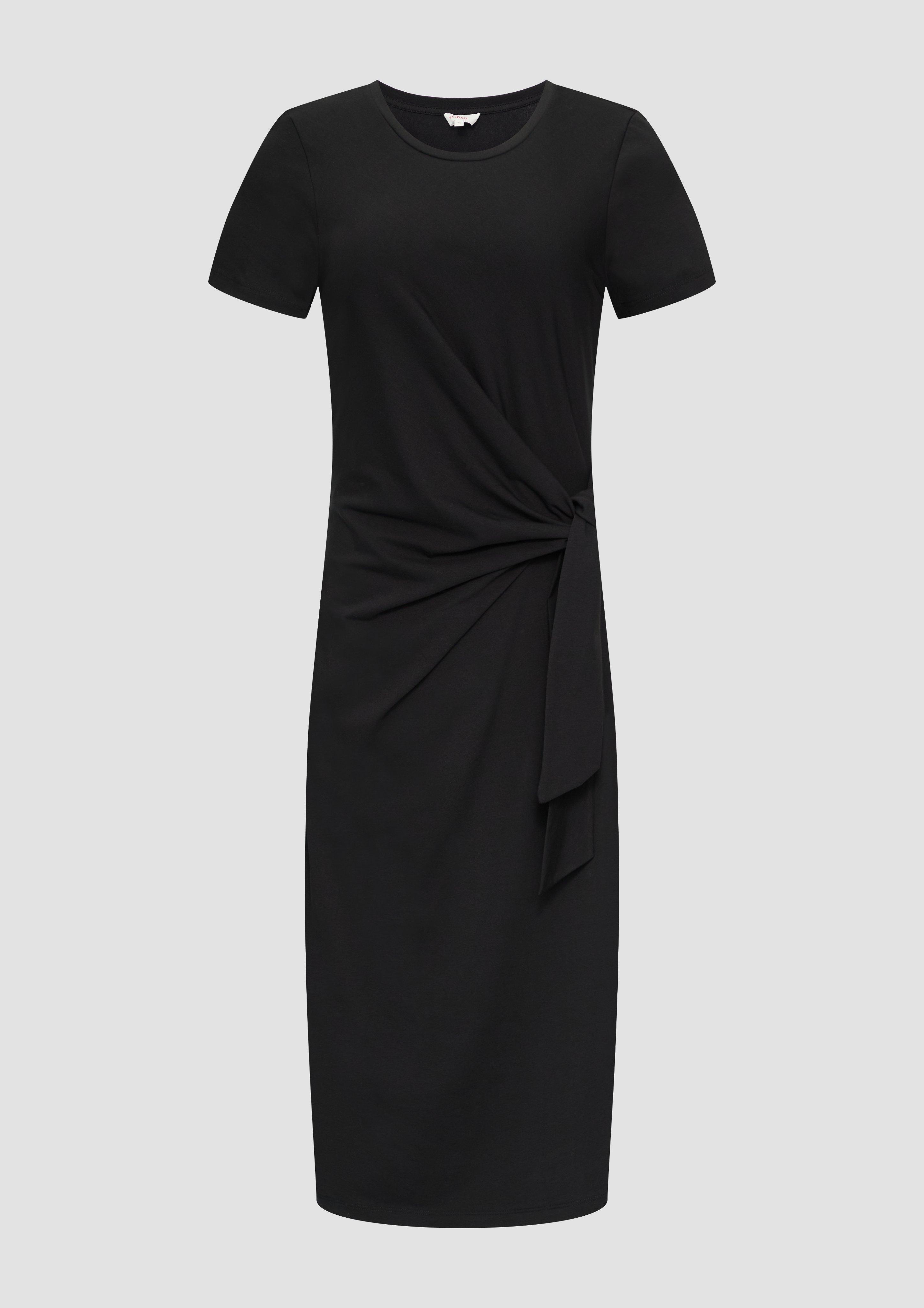 s.Oliver - Midikleid aus Baumwollstretch mit Knotendetail, Damen, schwarz