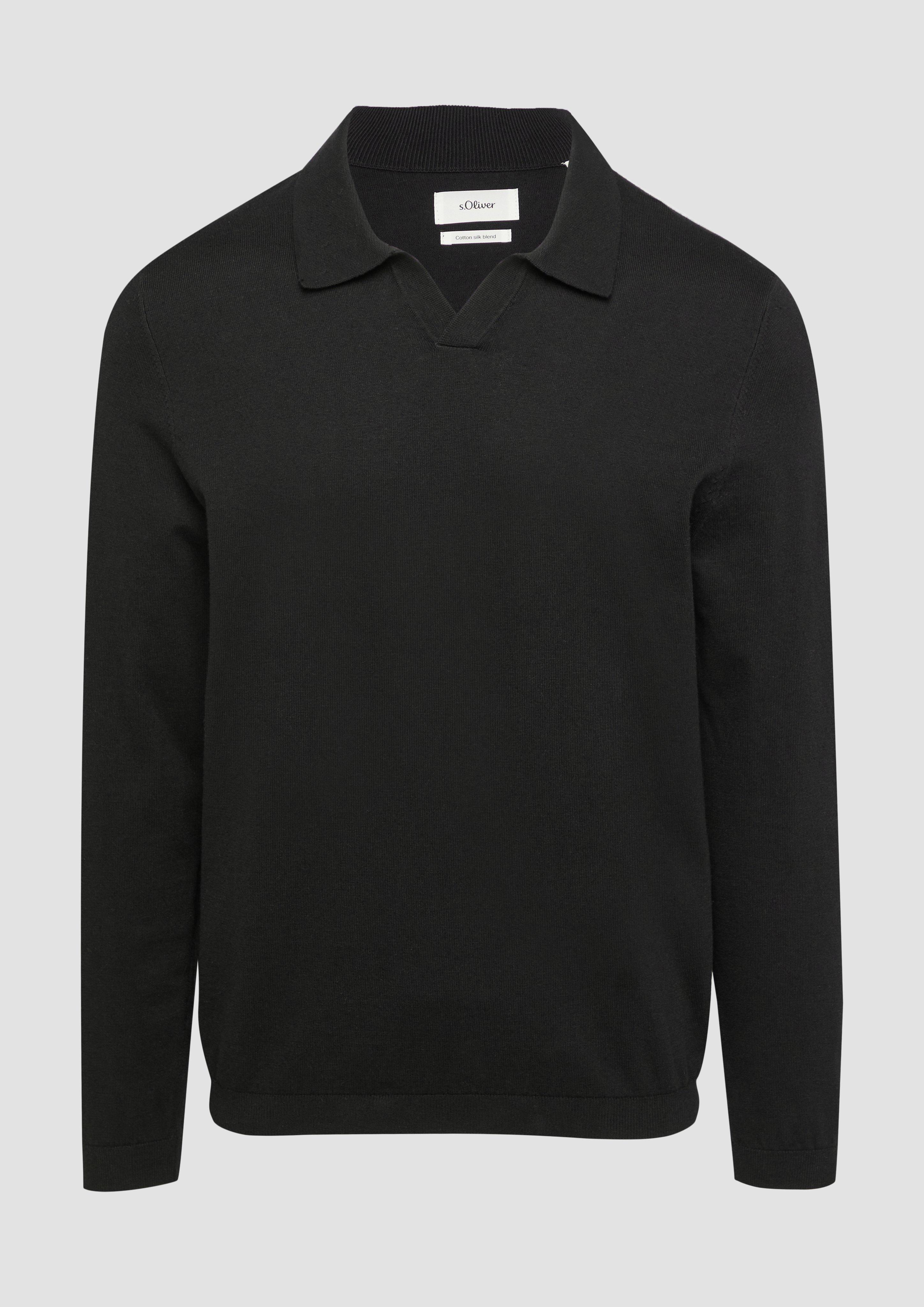 Thumbnail - s.Oliver - Strickpullover mit Polokragen und Seide, Herren, schwarz