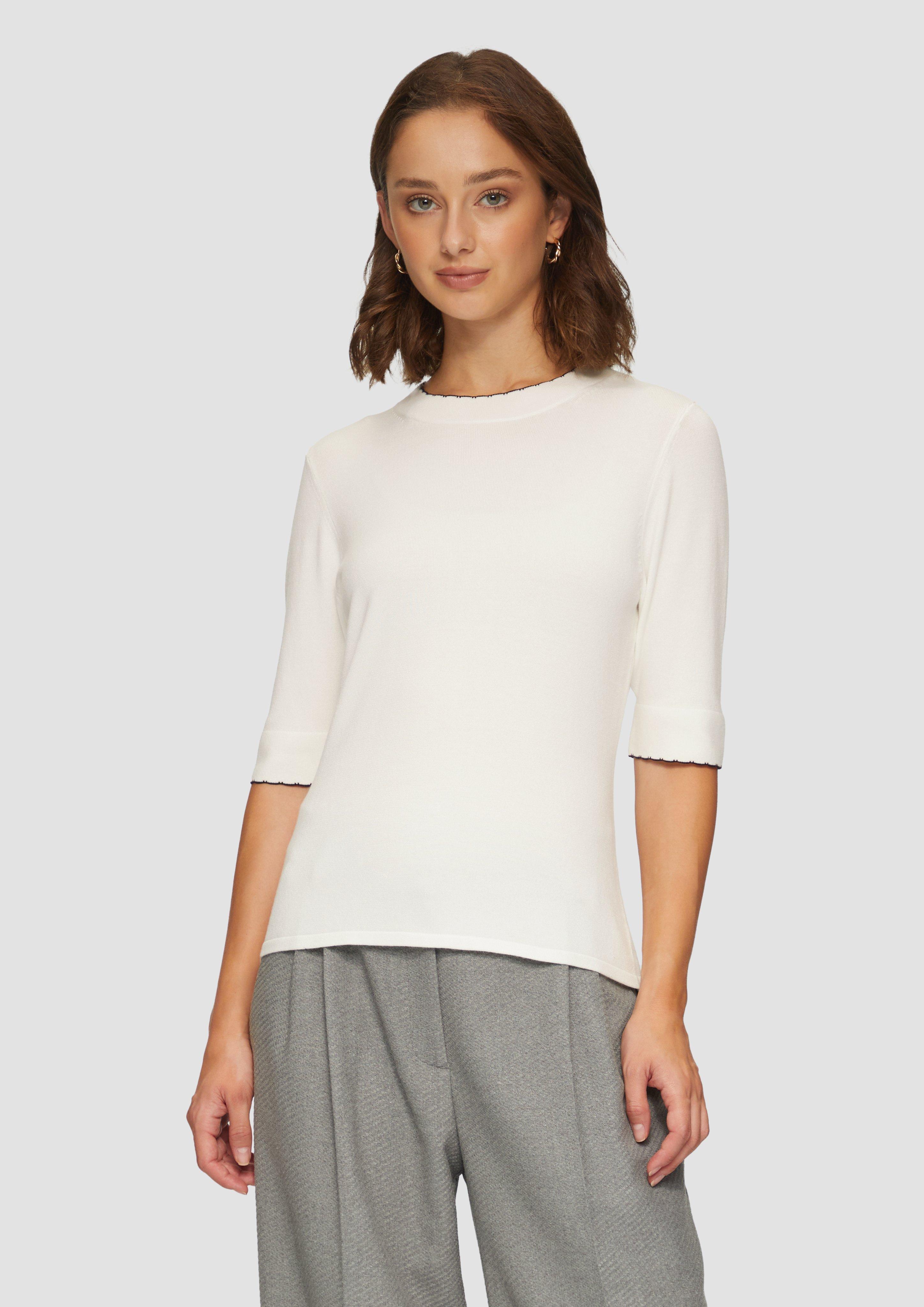 S.Oliver Strickpullover im Slim Fit mit Kontrastdetails