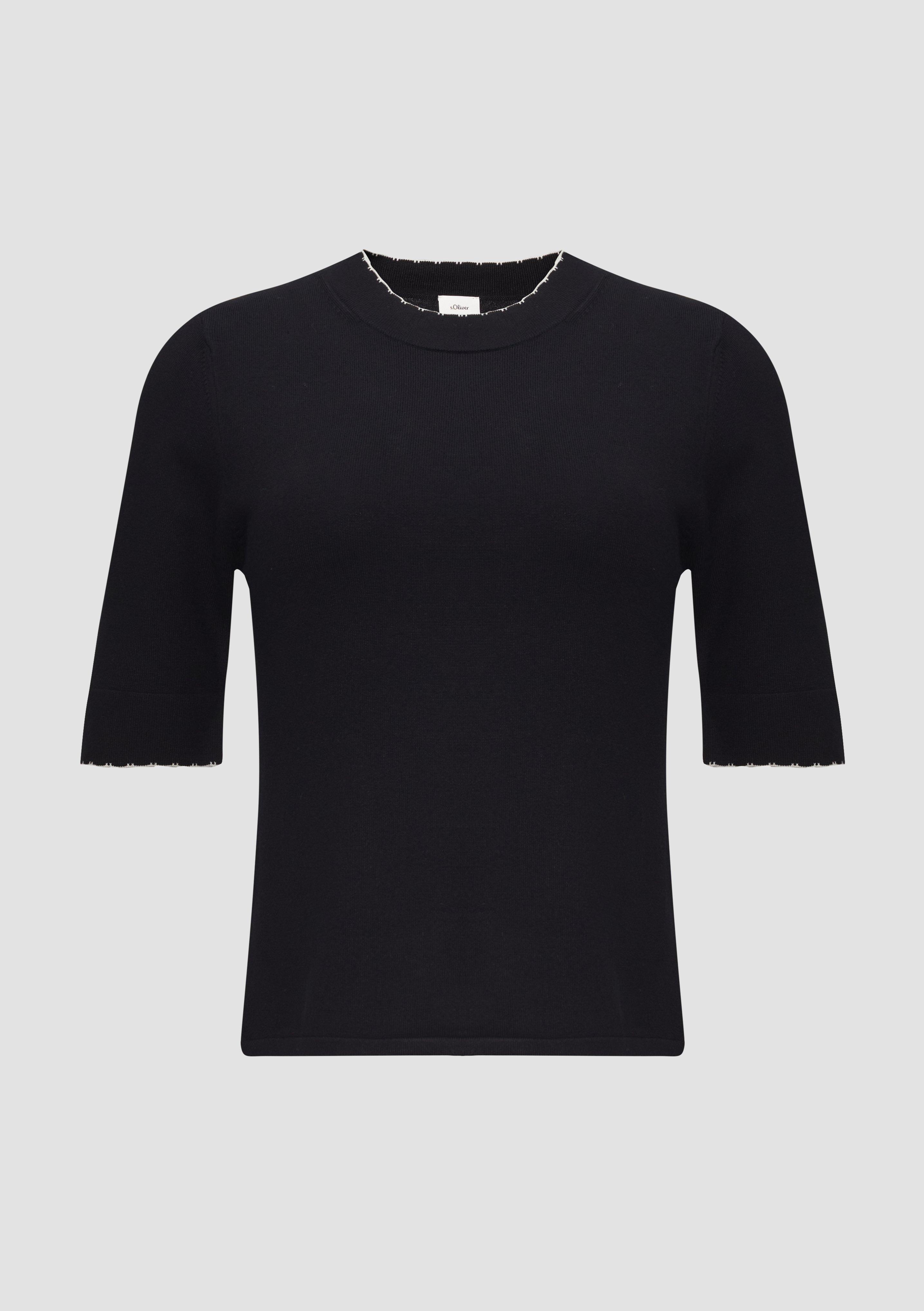 Thumbnail - s.Oliver - Strickpullover im Slim Fit mit Kontrastdetails, Damen, schwarz