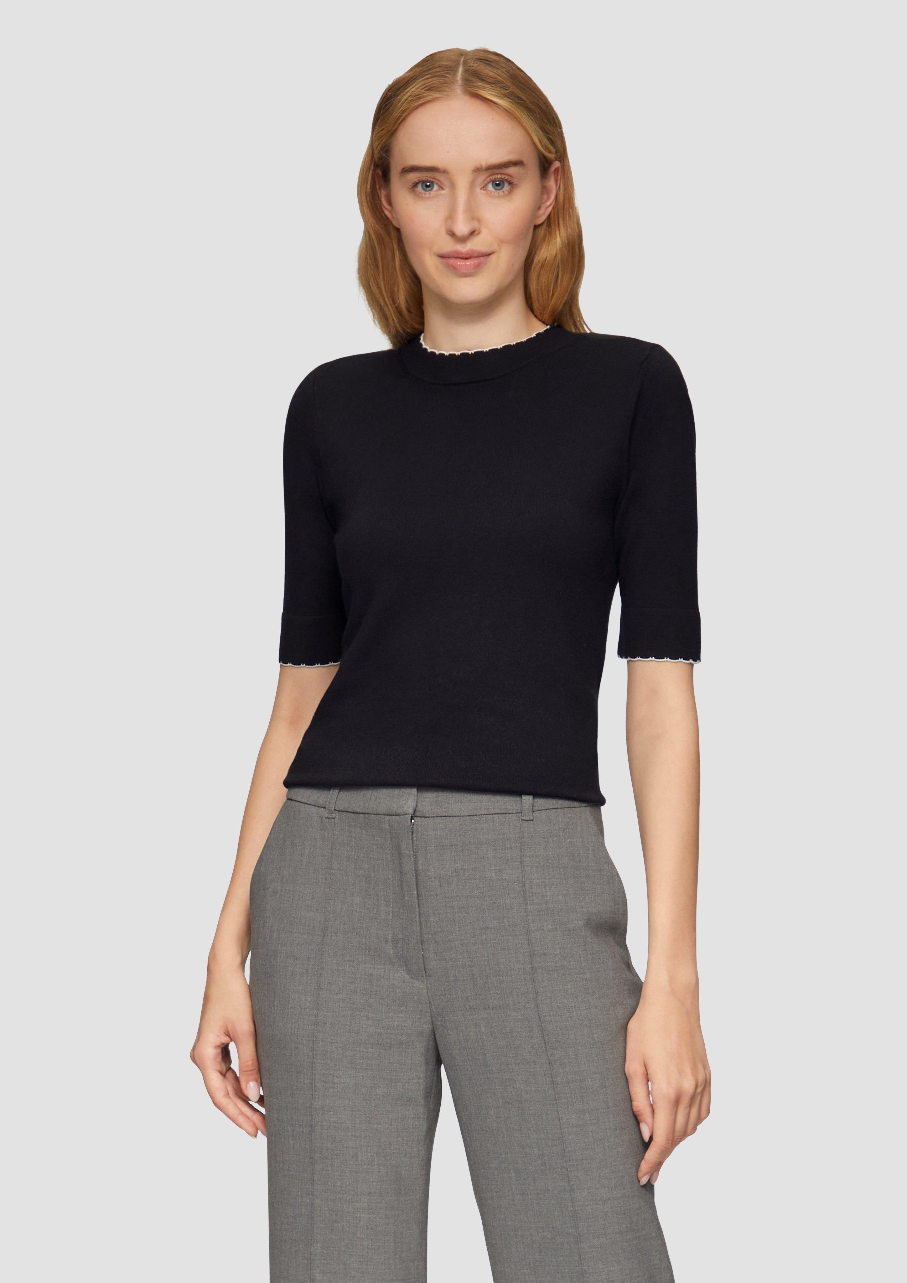 S.Oliver Strickpullover im Slim Fit mit Kontrastdetails