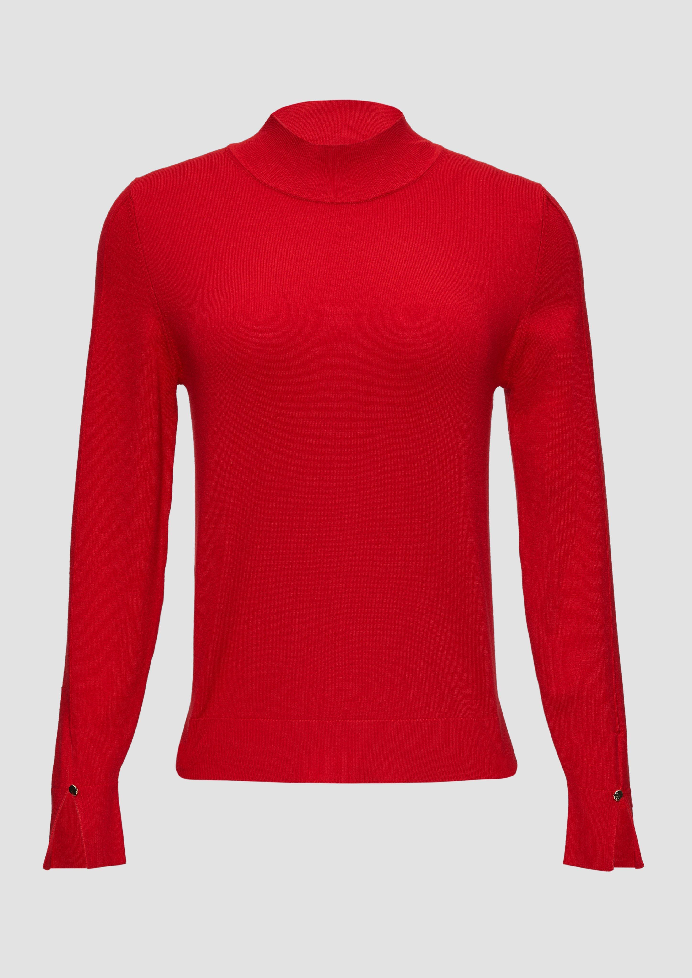 s.Oliver - Strickpullover mit Schlitz am Ärmel, Damen, rot