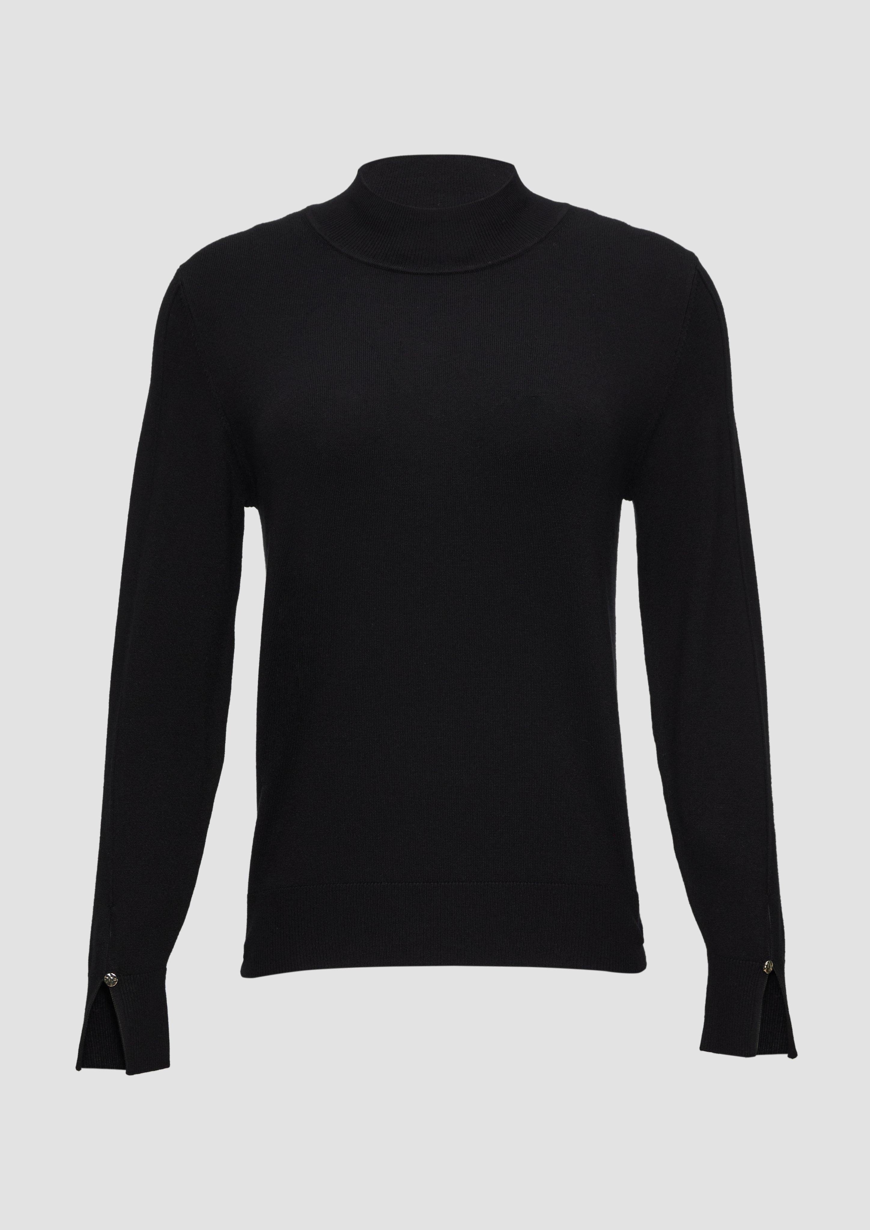 s.Oliver - Strickpullover mit Schlitz am Ärmel, Damen, schwarz