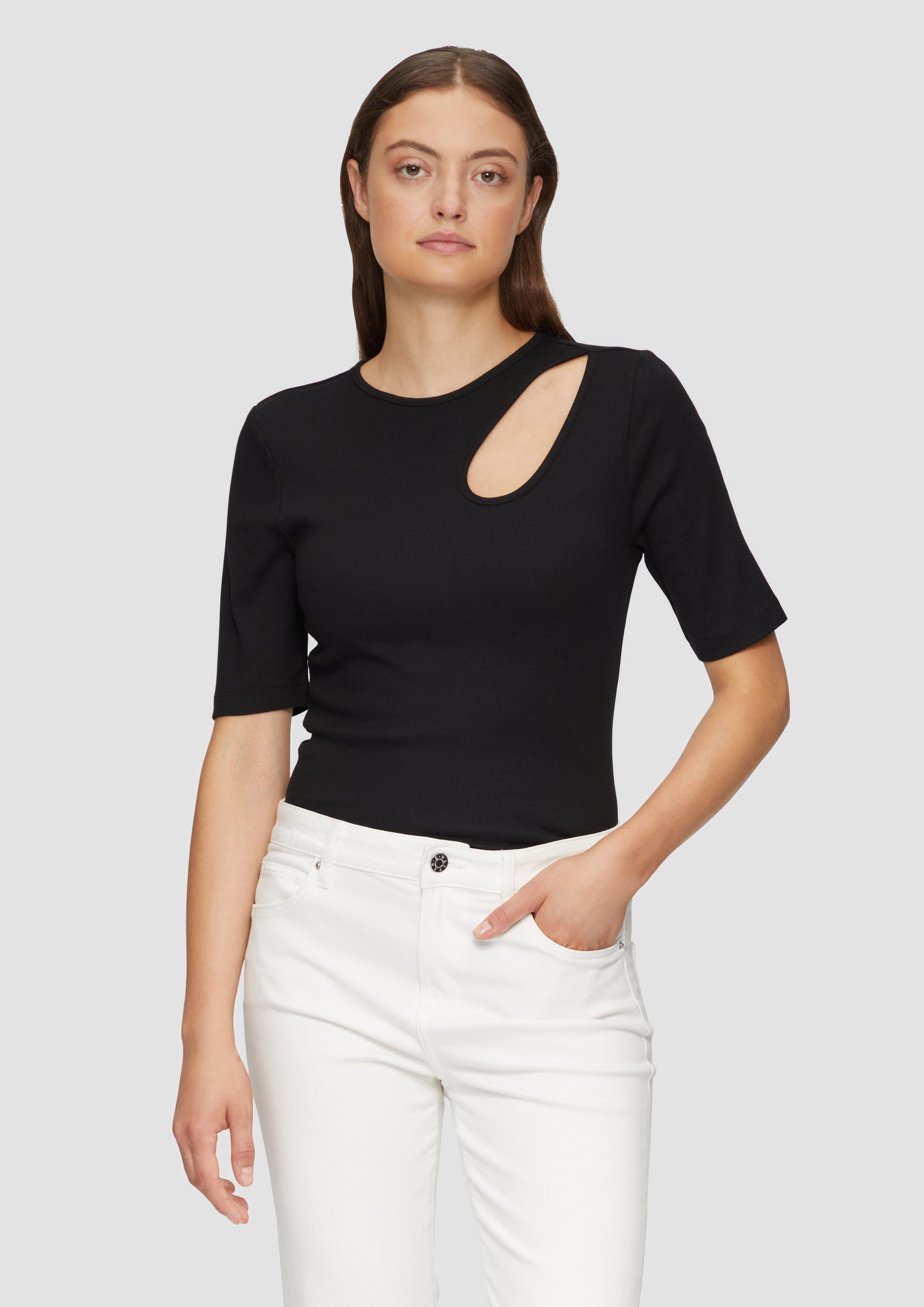 S.Oliver Elastisches Rippshirt mit Cut-out