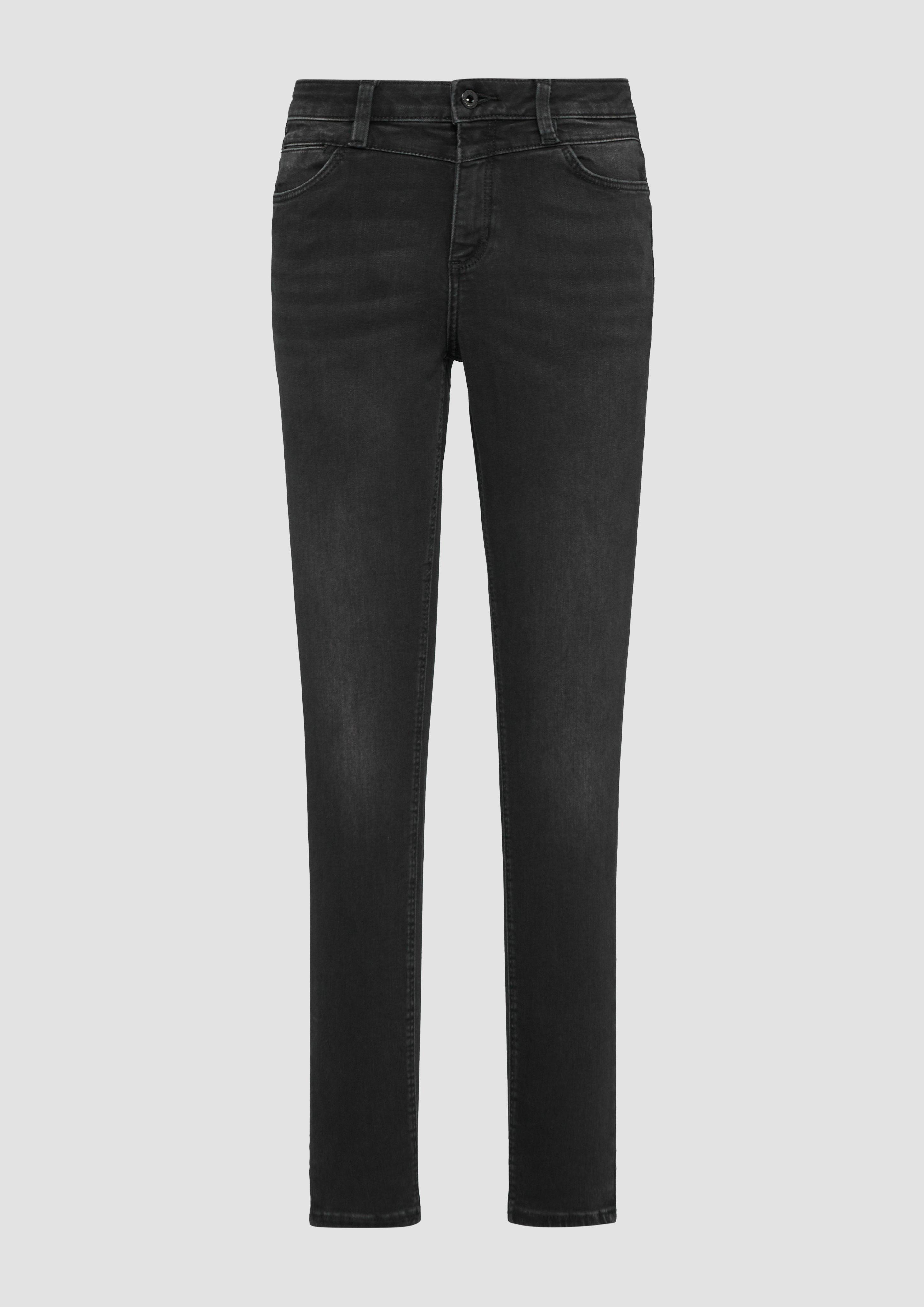 QS - Jeans Sadie / Skinny Fit / Mid Rise / Skinny Leg / Schmucksteine / Superstretch, Damen, grau