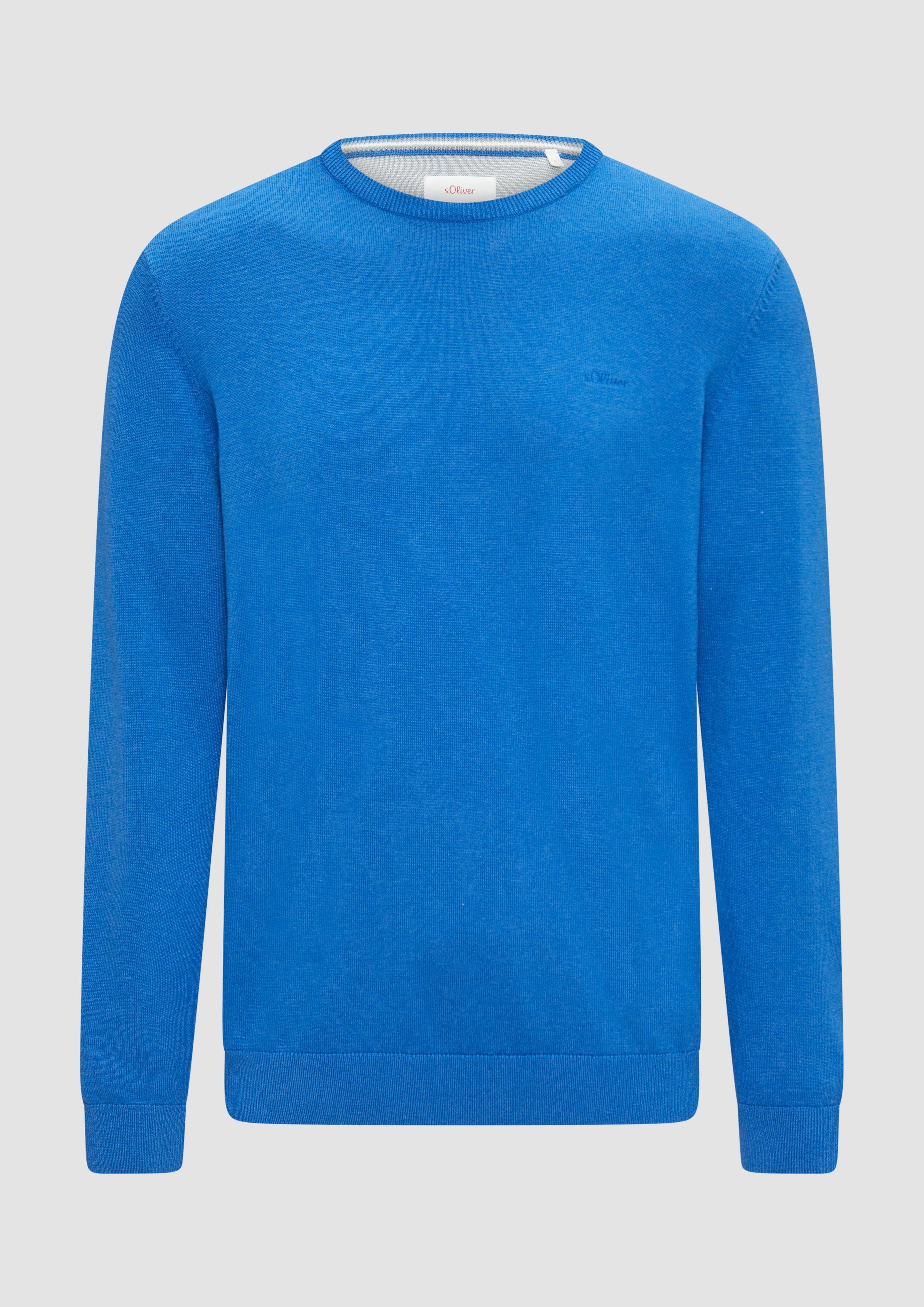 s.Oliver - Strickpullover mit Logo-Stickerei, Herren, blau