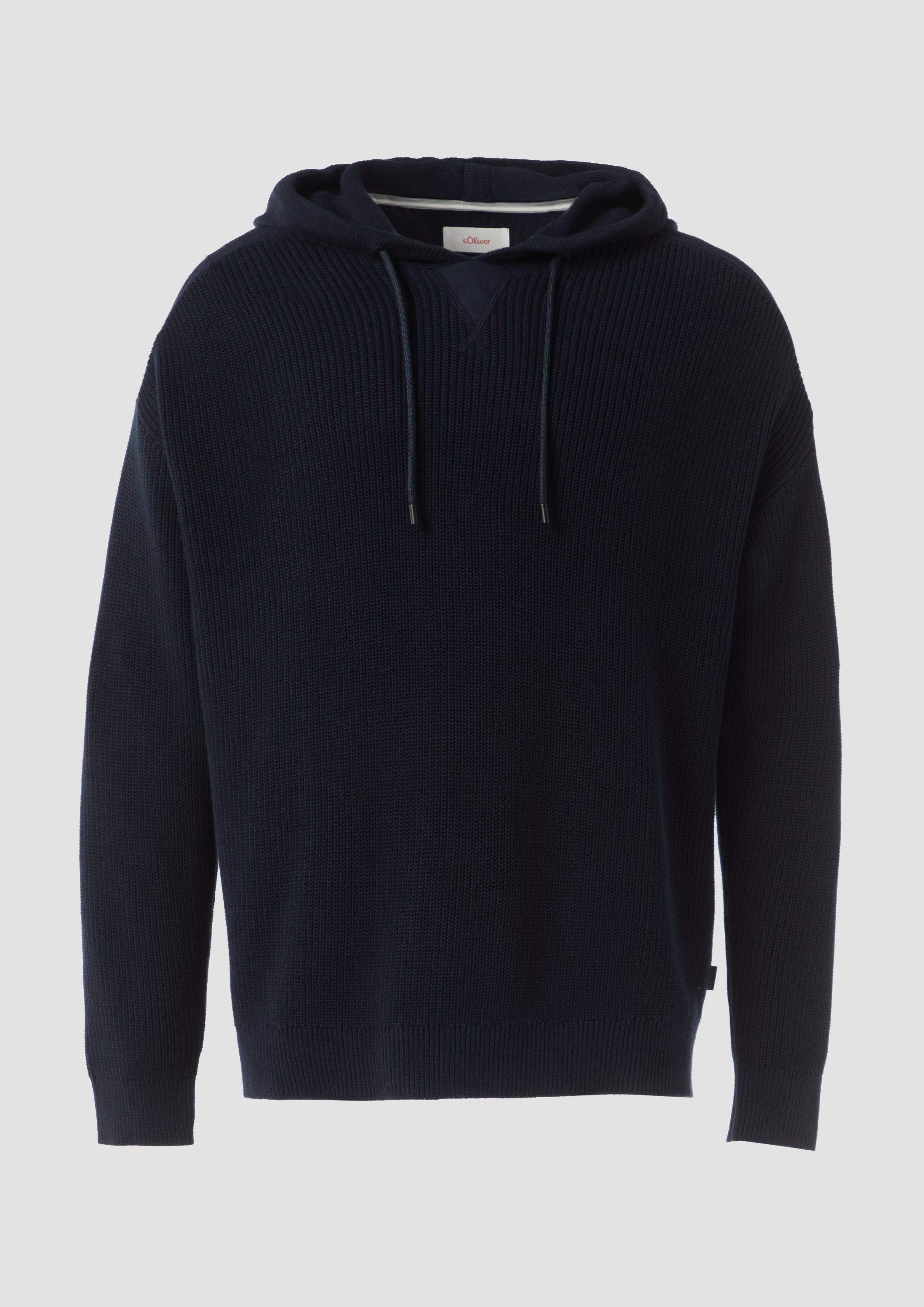 Thumbnail - s.Oliver - Gestrickter Relaxed-Fit-Hoodie im Fabricmix, Herren, blau