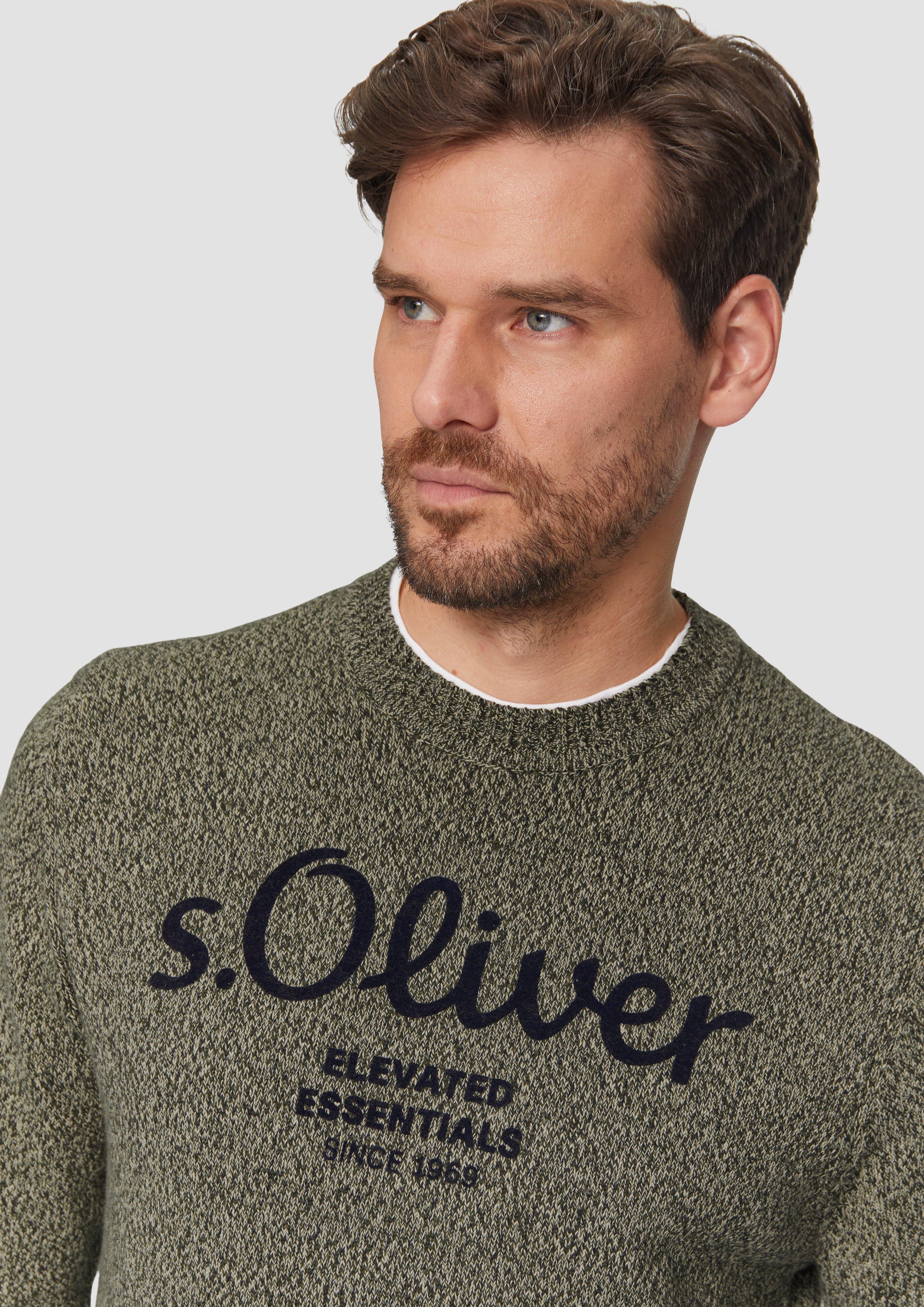 Knitted jumper with a logo - light beige | s.Oliver Knitted jumper with a logo - light beige | s.Oliver
