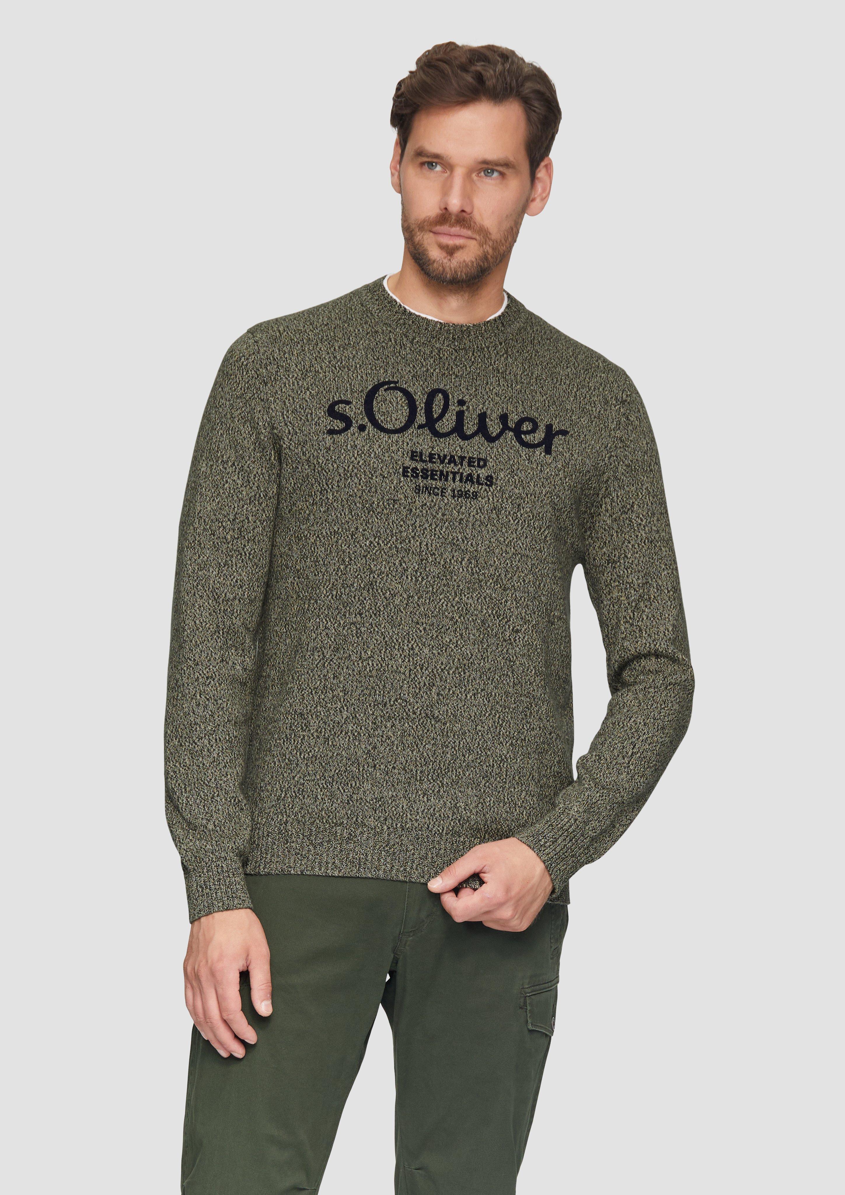 S.Oliver Strickpullover mit Logo in Melange-Optik