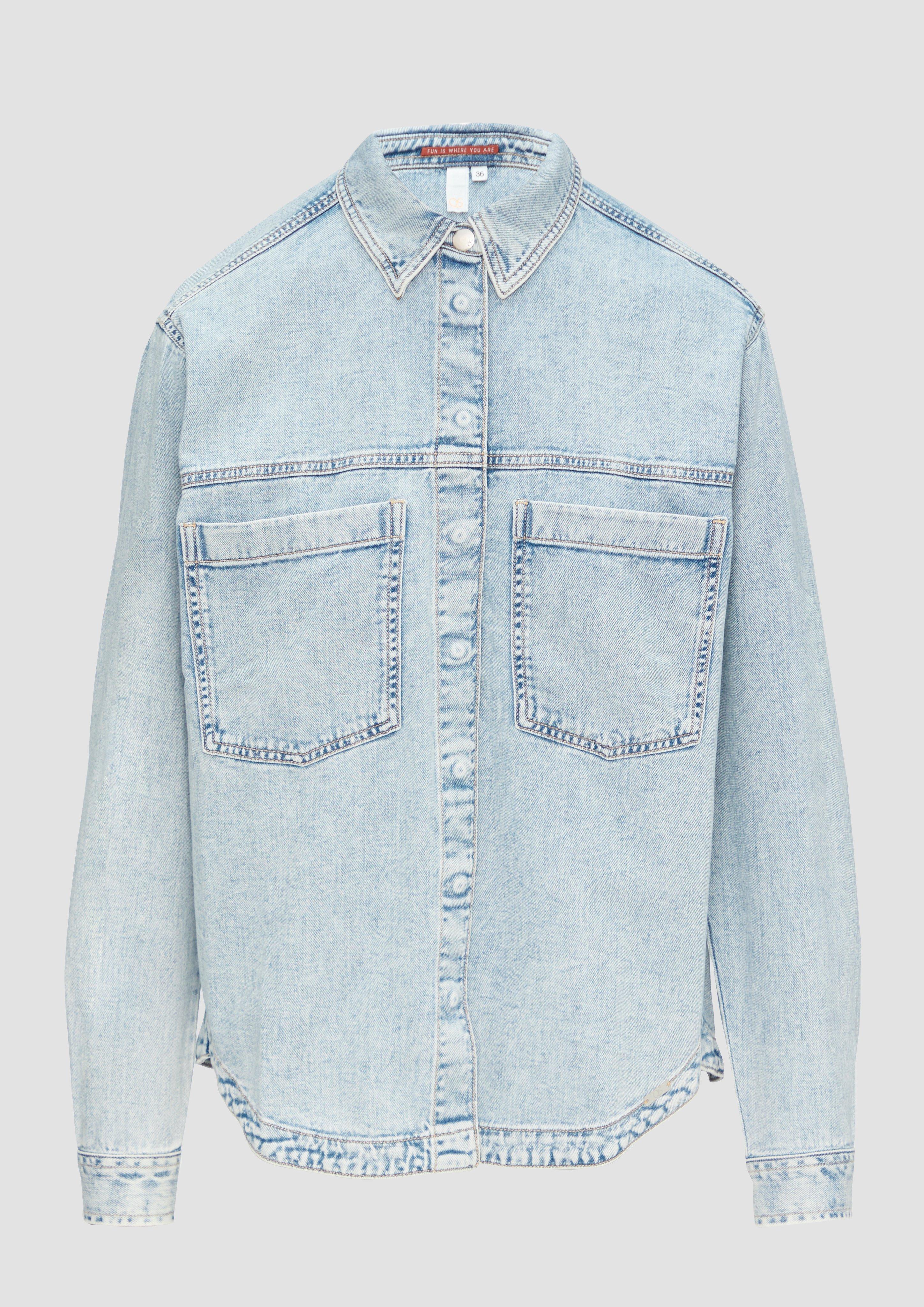 QS - Denim-Hemd mit Druckknöpfen, Damen, blau