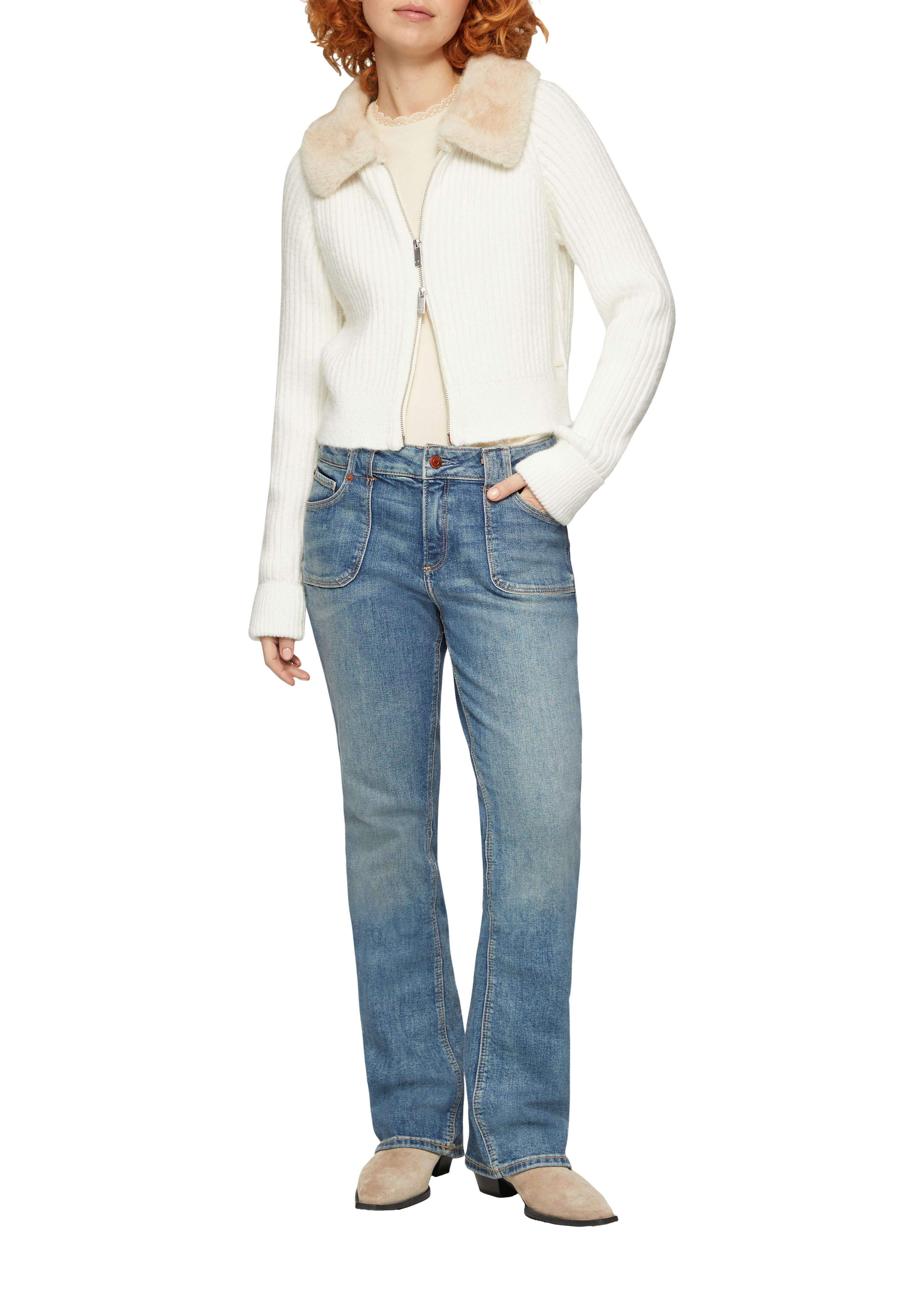Catie jeans slim fit mid rise bootcut leg patch pockets