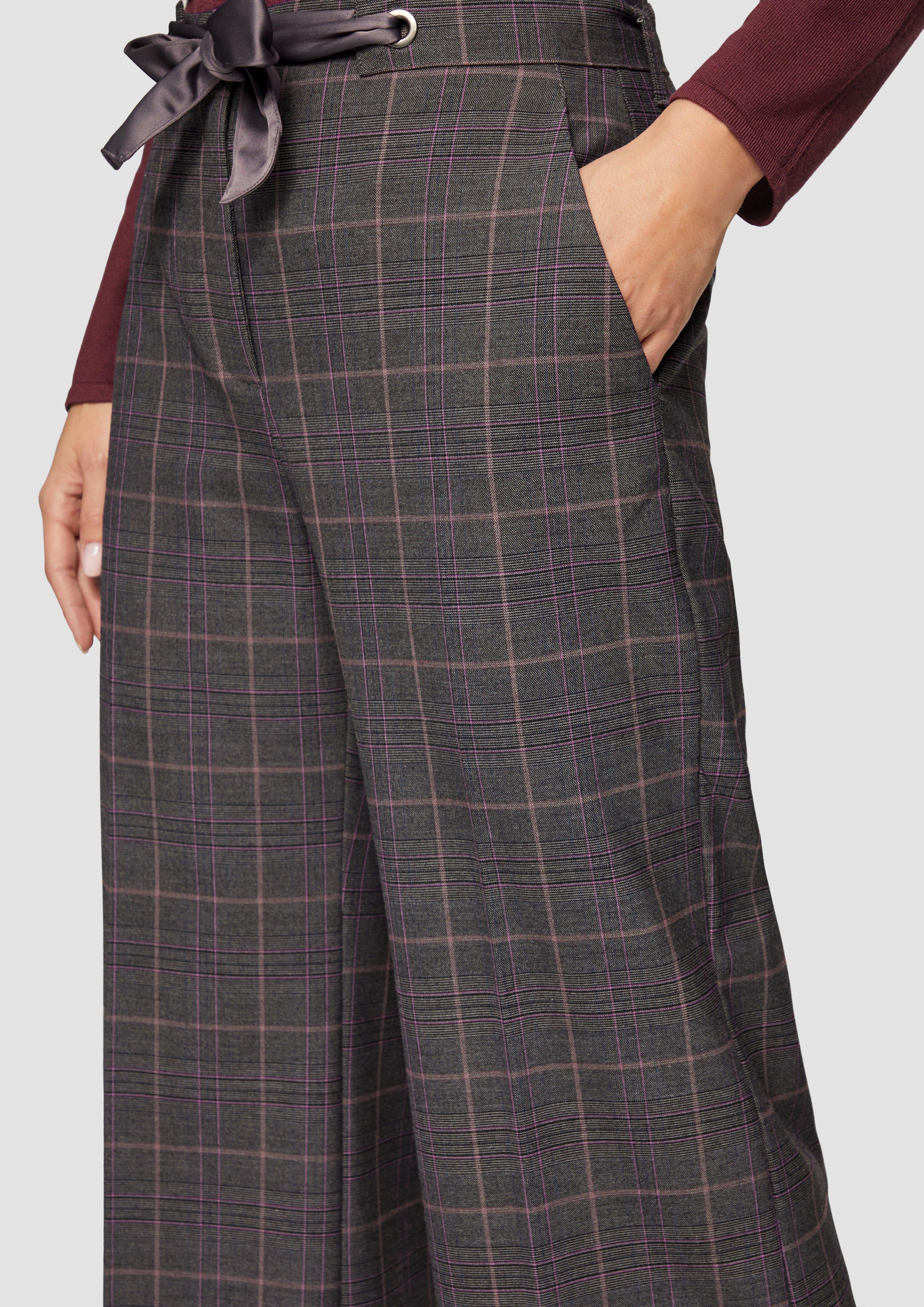 Check culottes with a tie-around belt - grey | s.Oliver Check culottes with a tie-around belt - grey | s.Oliver