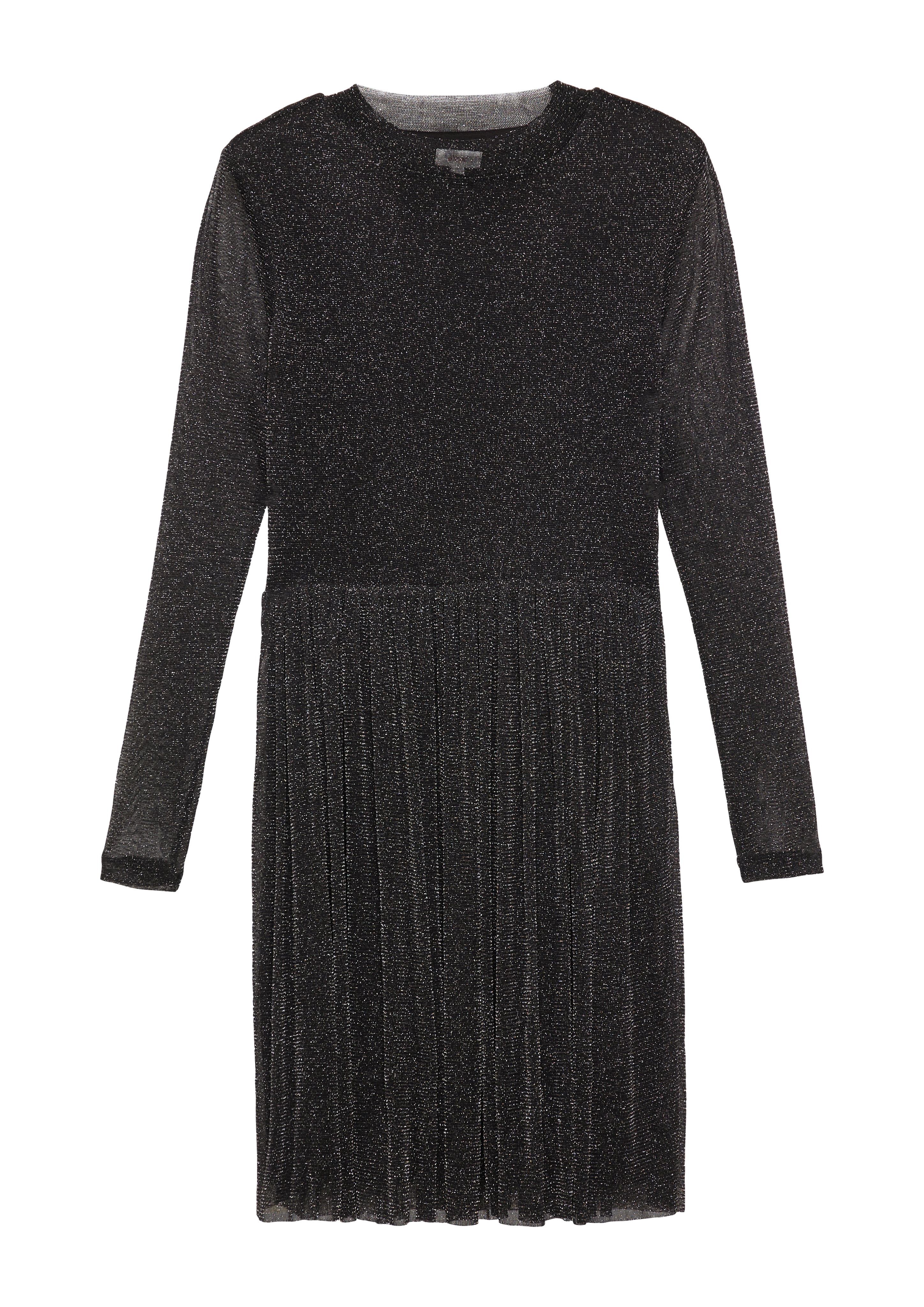 s.Oliver - Feines Glitzer-Mesh-Kleid mit transparenten Ärmeln, Mädchen, schwarz