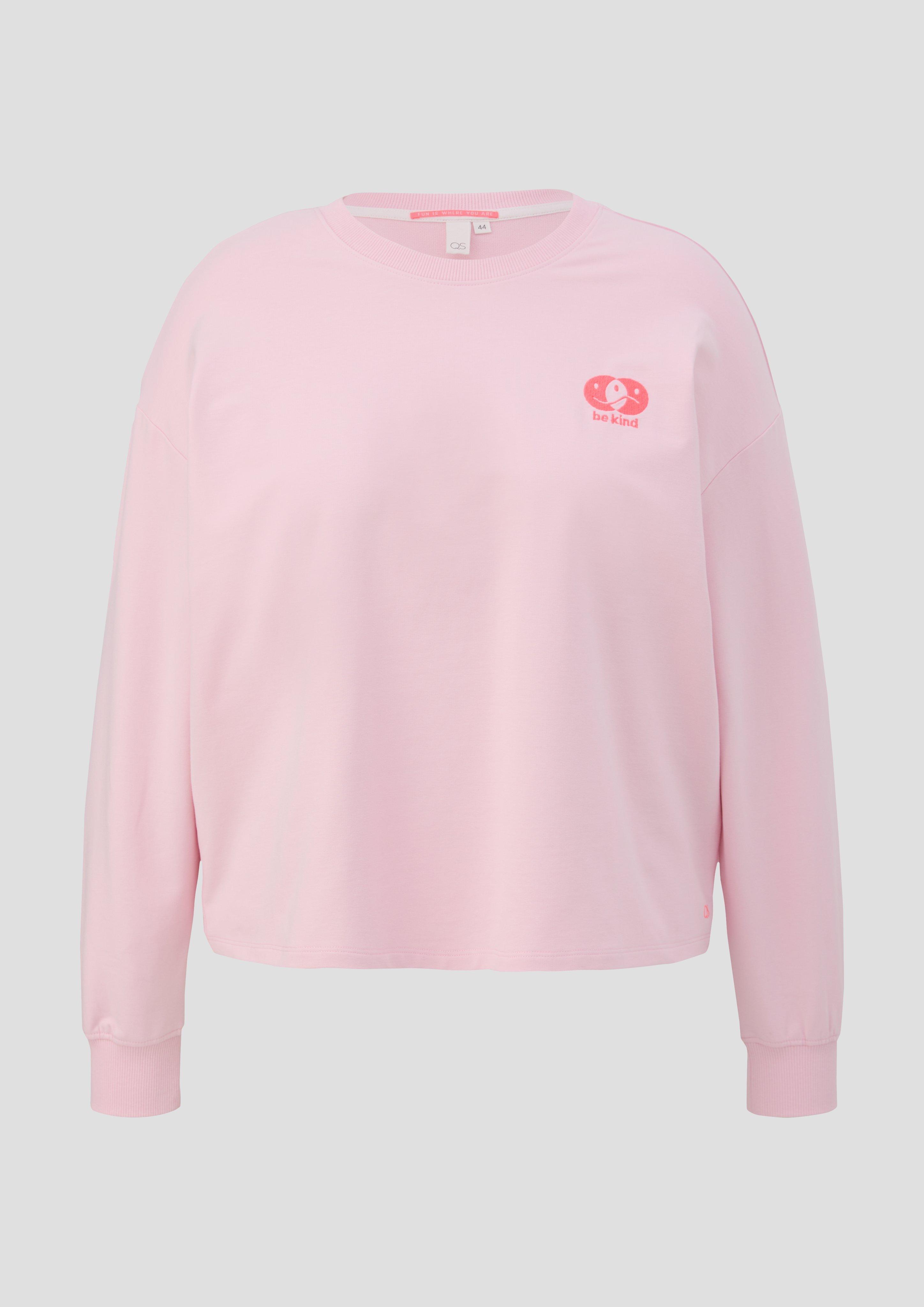 QS - Sweatshirt im Boxy Cut mit Rückenprint, Damen, Rosa