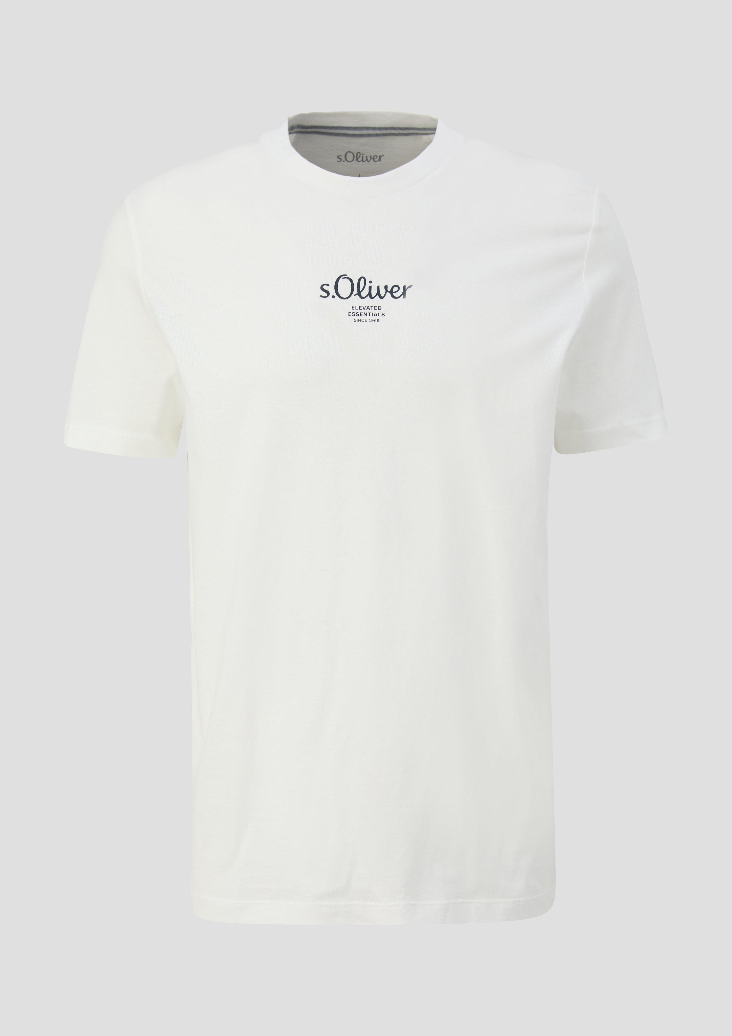 s.Oliver - T-Shirt mit Logo-Print, Herren, weiß