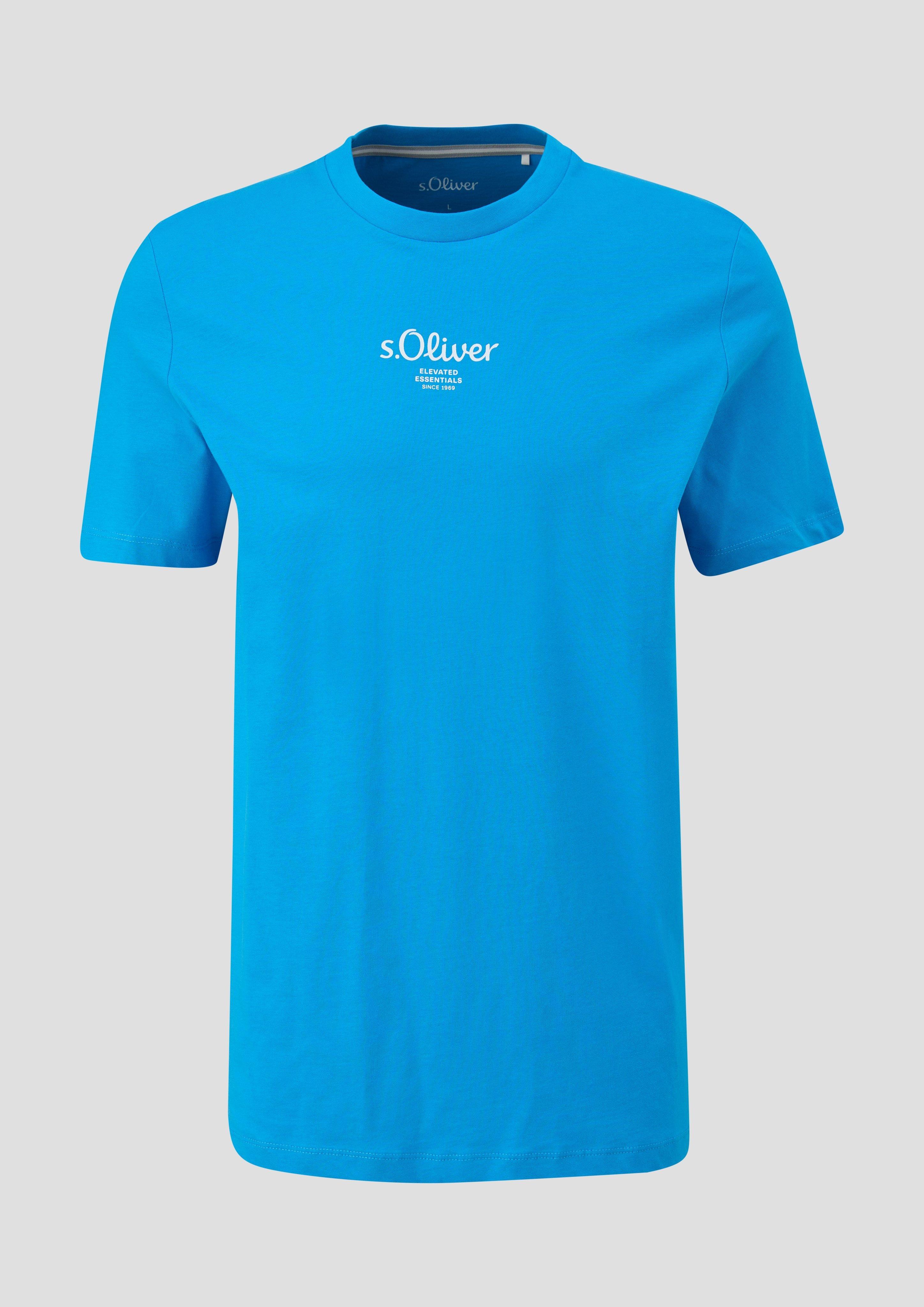 s.Oliver - T-Shirt mit Logo-Print, Herren, türkis