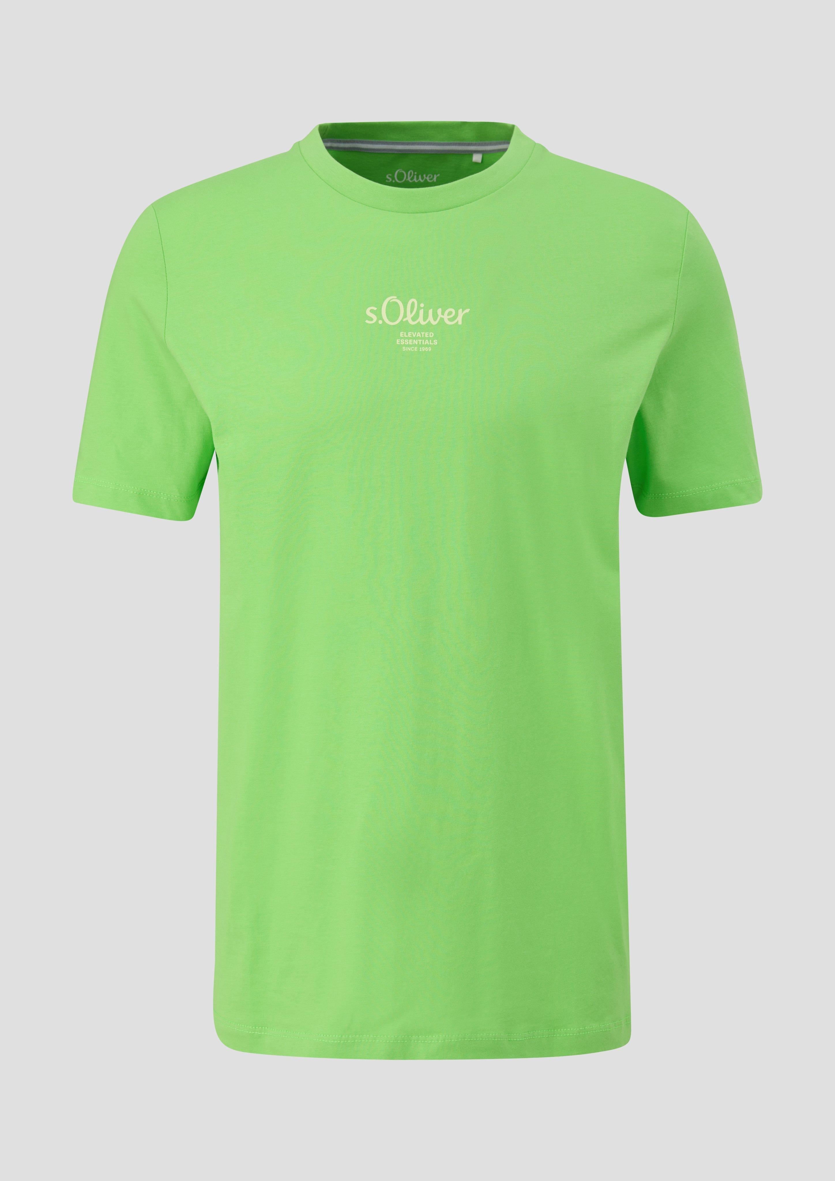 s.Oliver - T-Shirt mit Logo-Print, Herren, grün