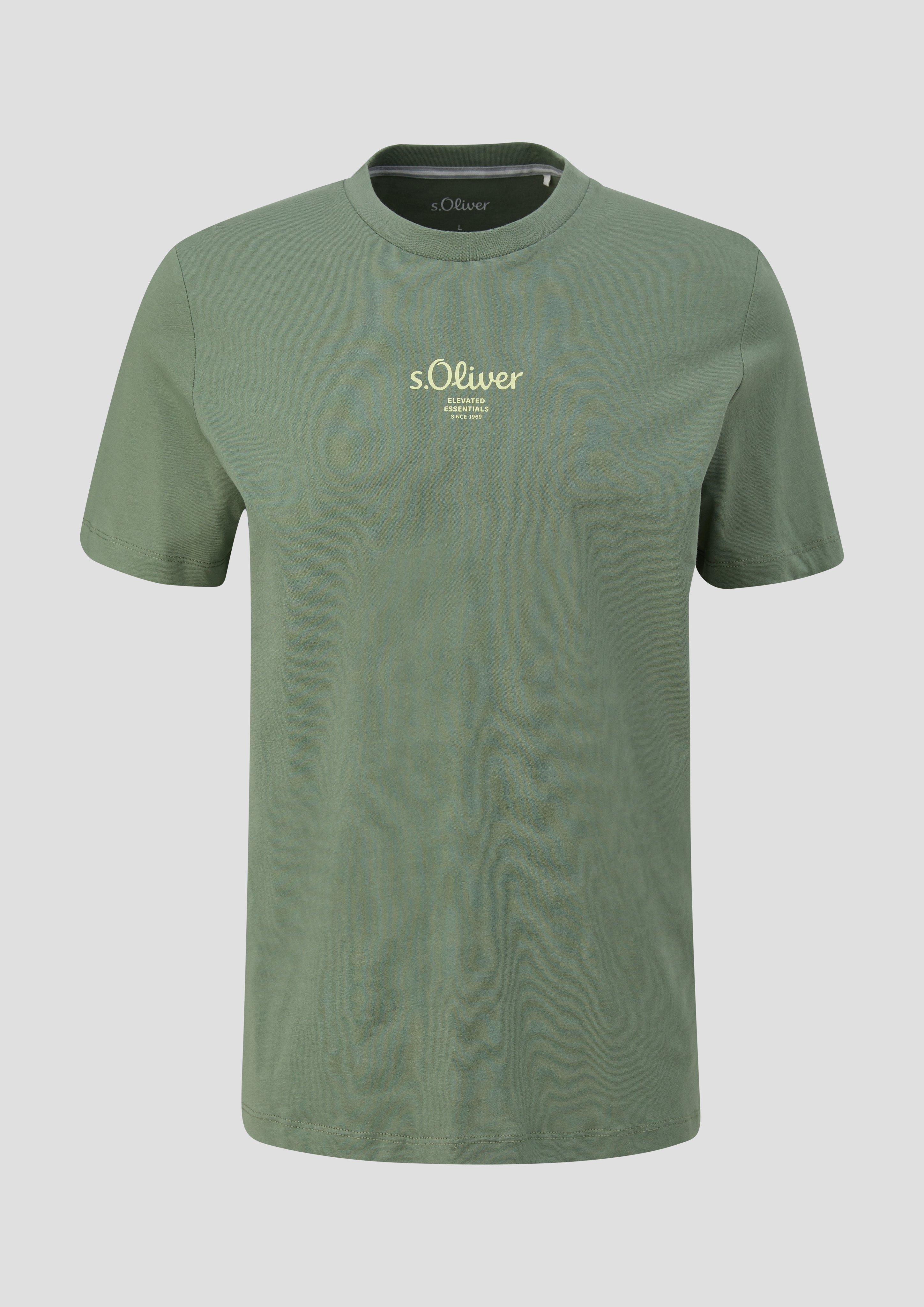 s.Oliver - T-Shirt mit Logo-Print, Herren, grün
