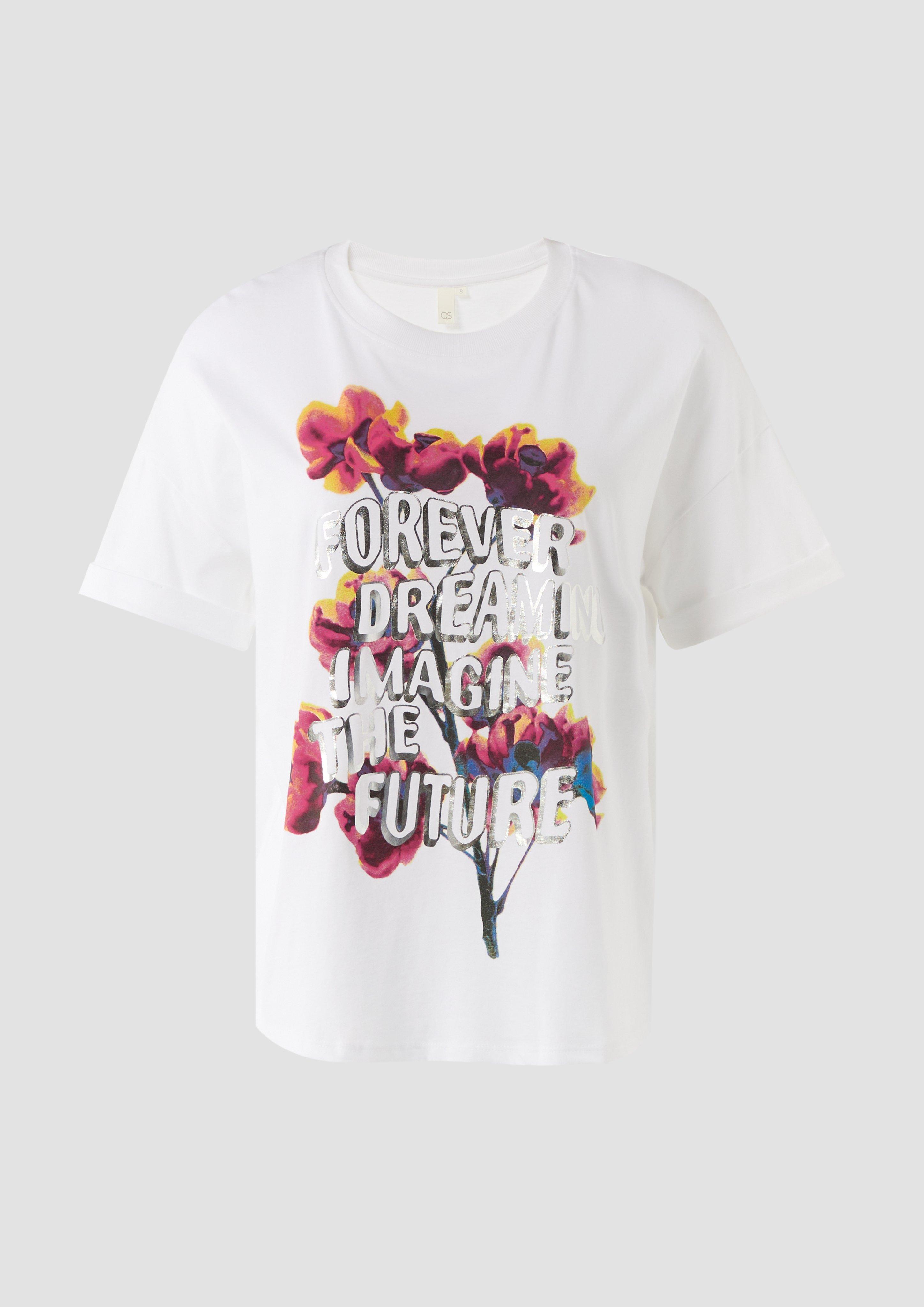 Thumbnail - QS - Oversized T-Shirt aus Jersey mit Frontprint, Damen, weiß