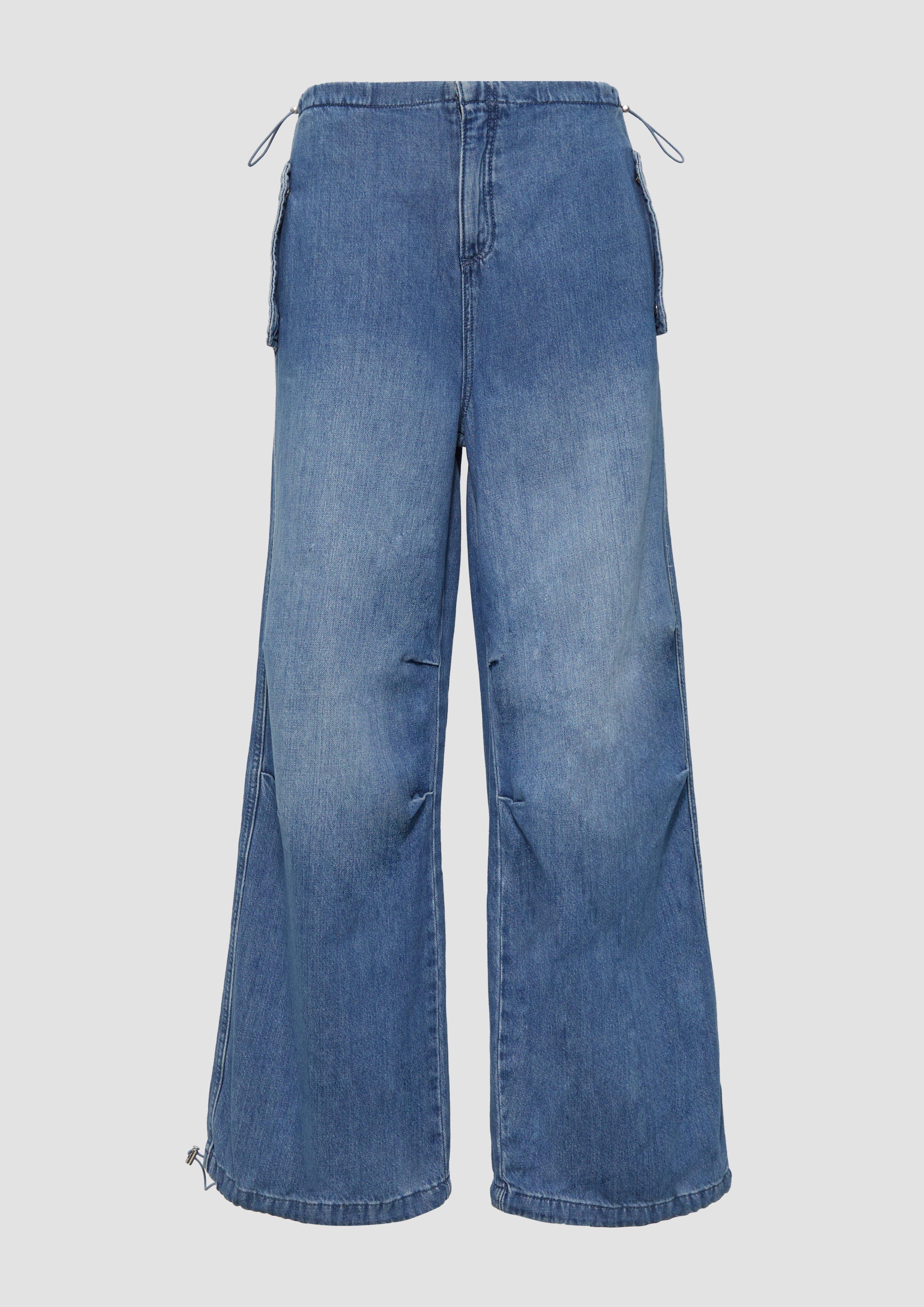 QS - Parachute-Jeans / Loose Fit / Mid Rise / Wide Leg, Damen, blau