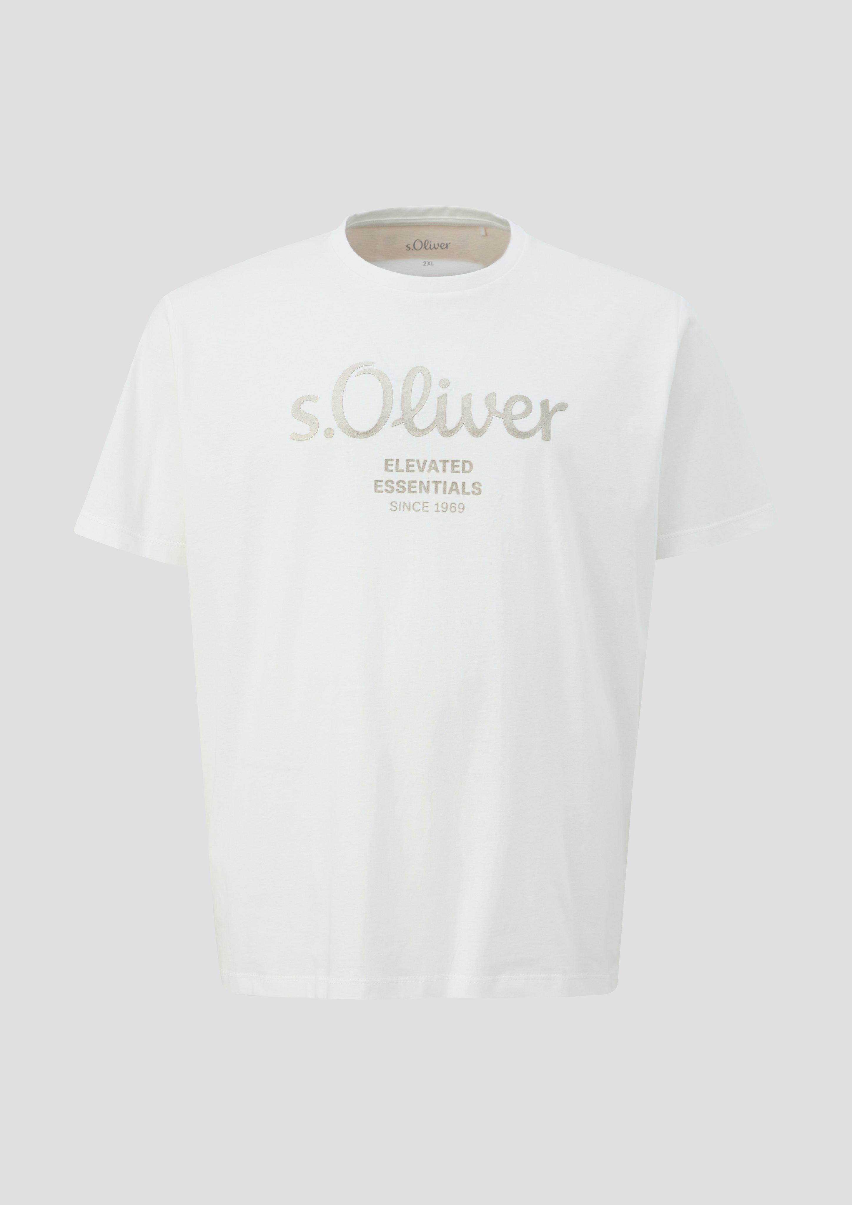 s.Oliver - T-Shirt mit Label-Print, Herren, weiß