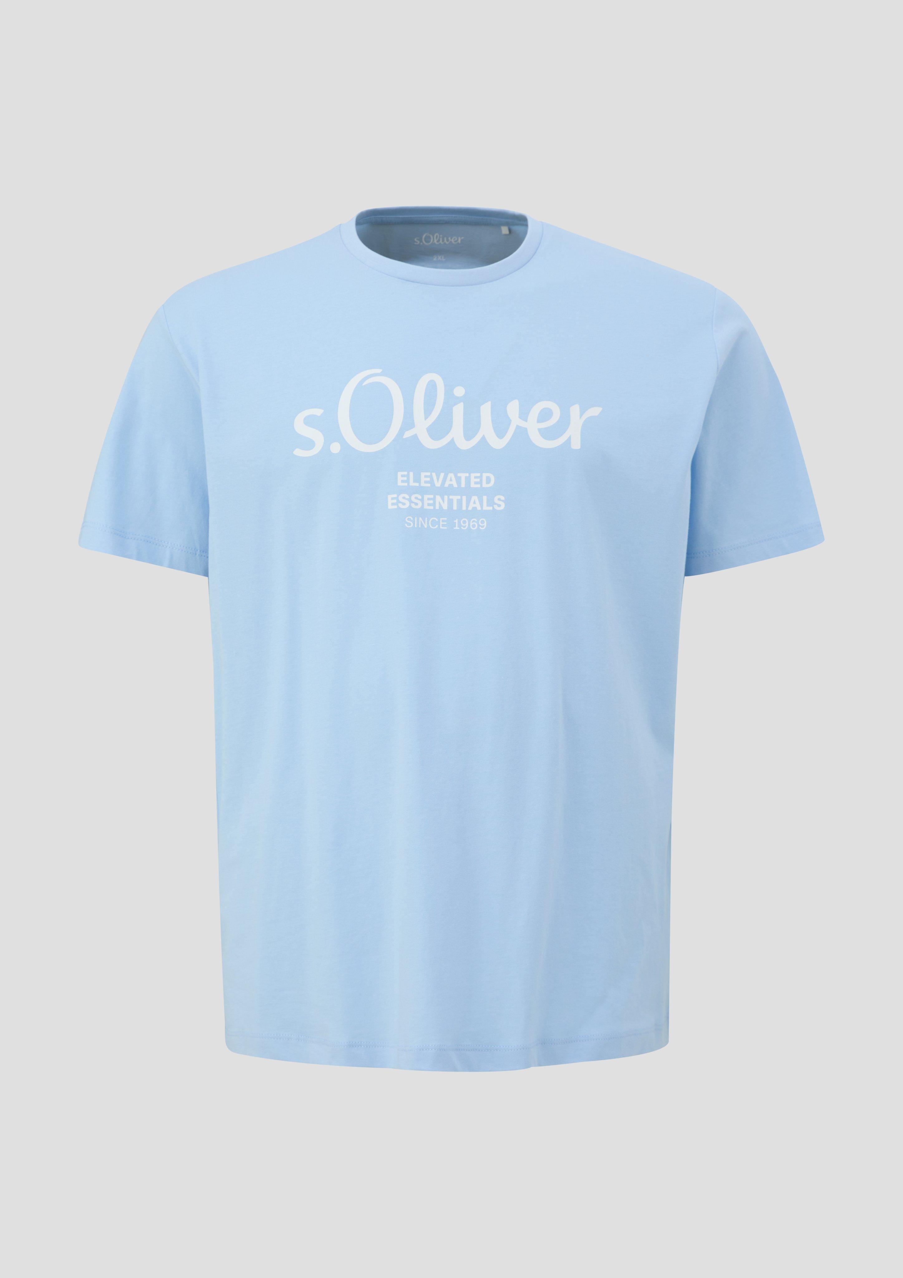 s.Oliver - T-Shirt mit Label-Print, Herren, blau