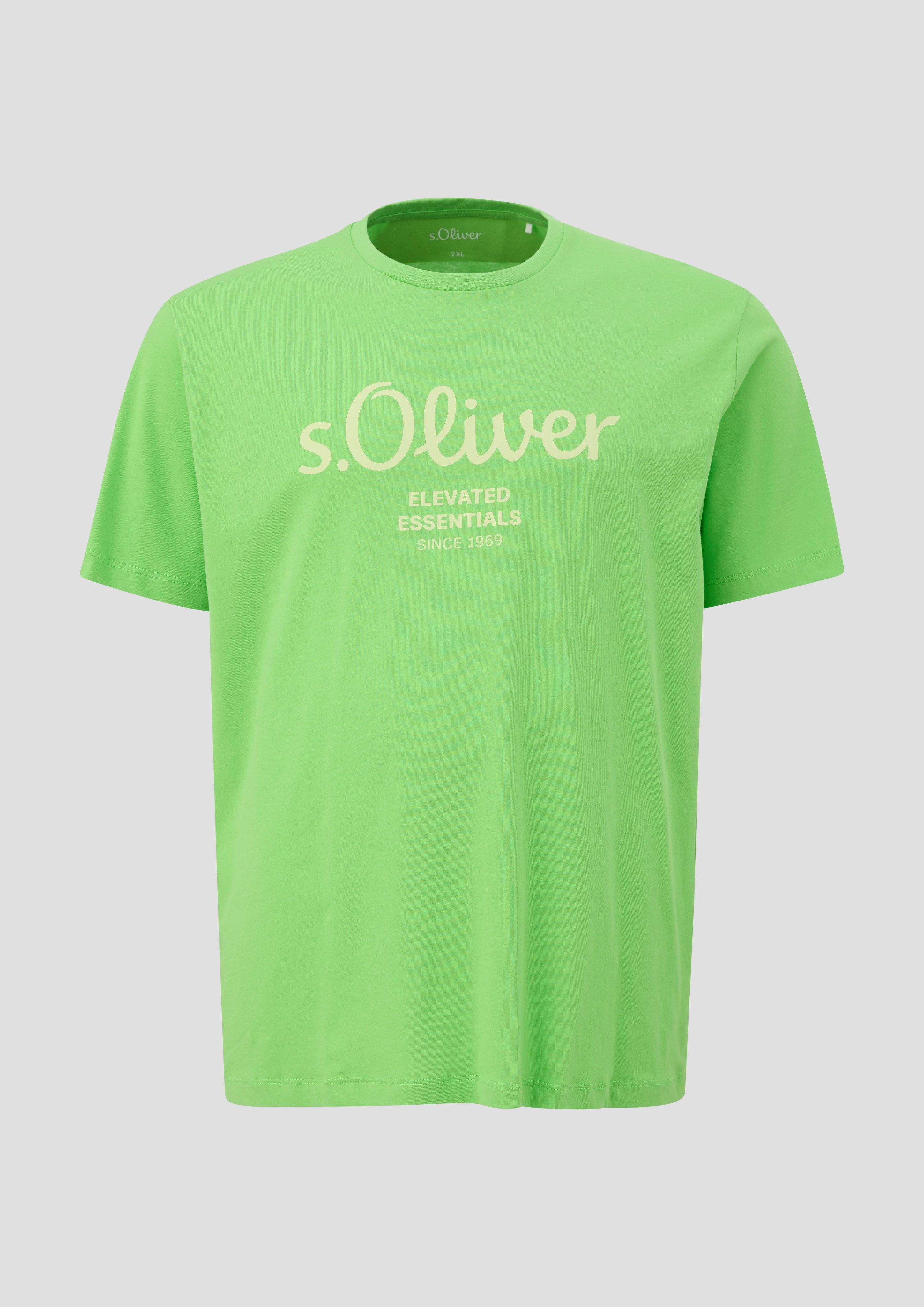 s.Oliver - T-Shirt mit Label-Print, Herren, grün