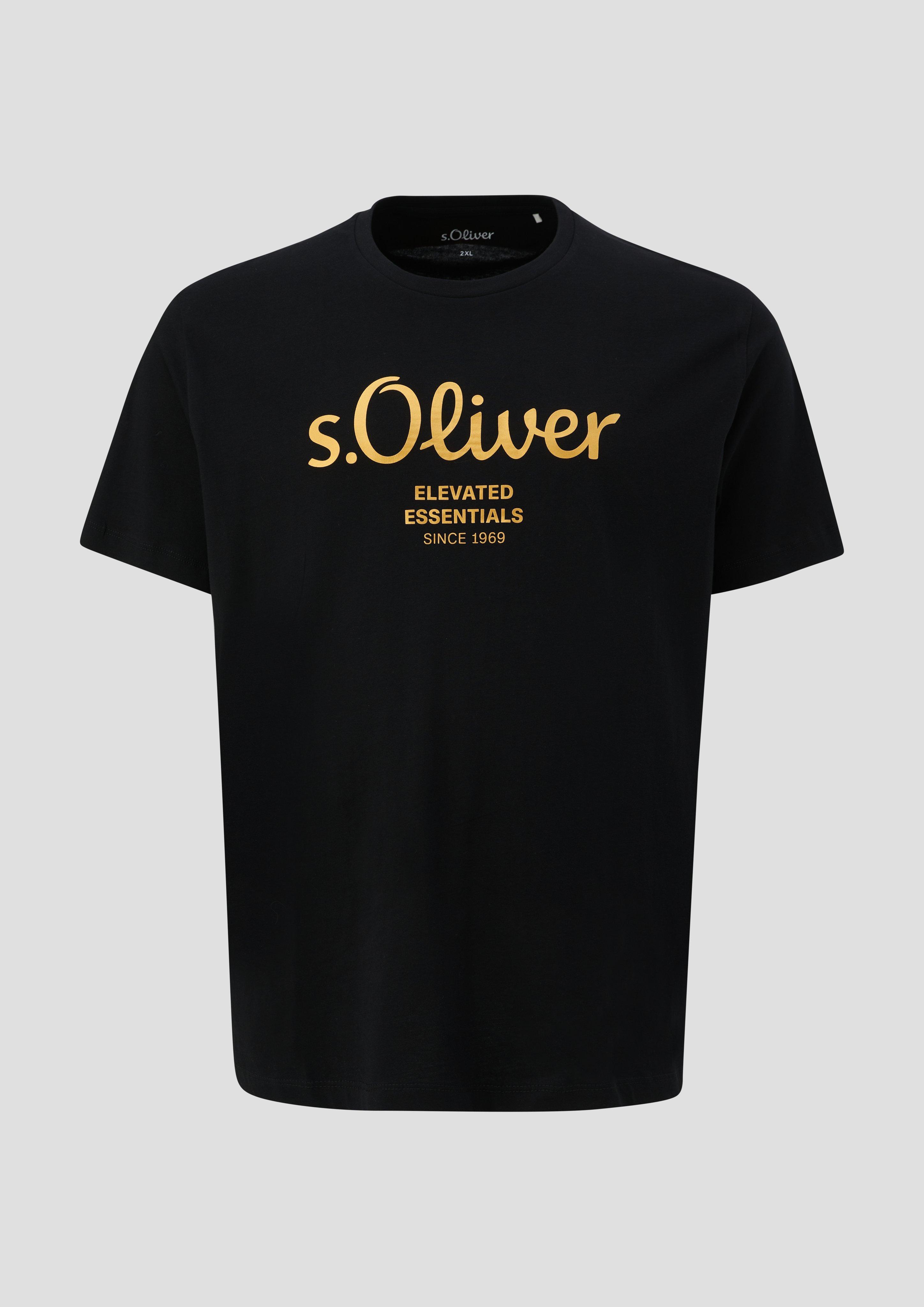 s.Oliver - T-Shirt mit Label-Print, Herren, schwarz