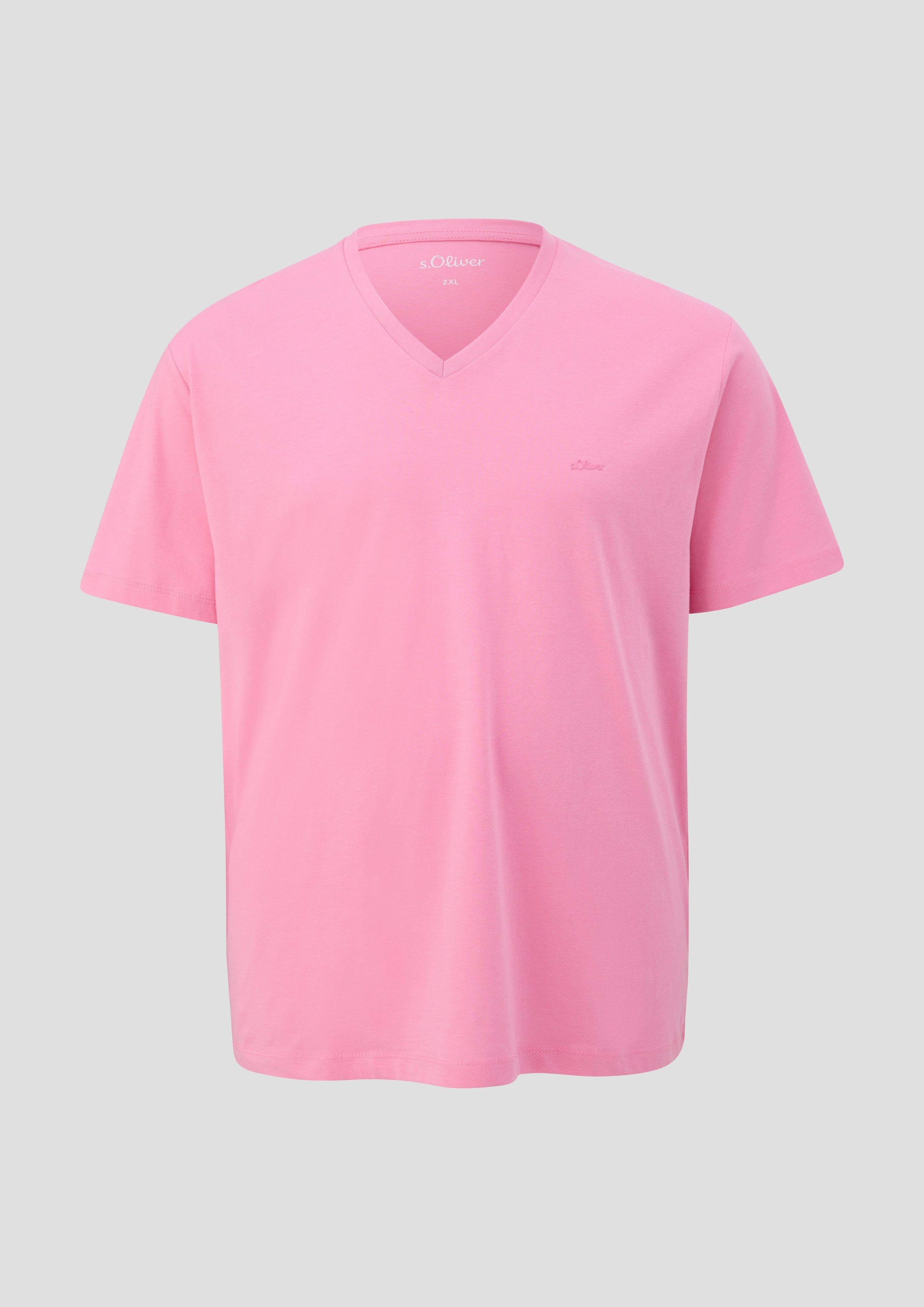 s.Oliver - T-Shirt mit V-Ausschnitt, Herren, Rosa