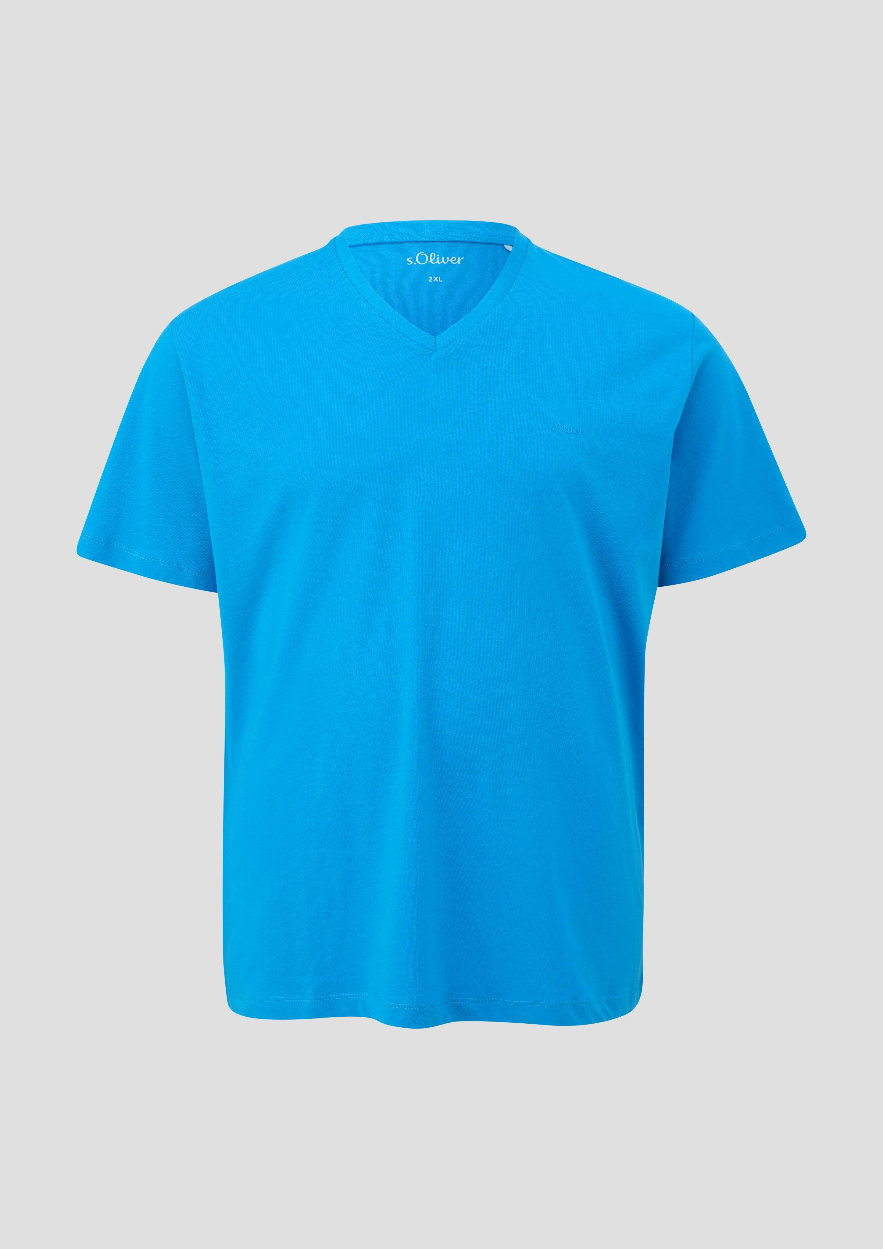 s.Oliver - T-Shirt mit V-Ausschnitt, Herren, blau