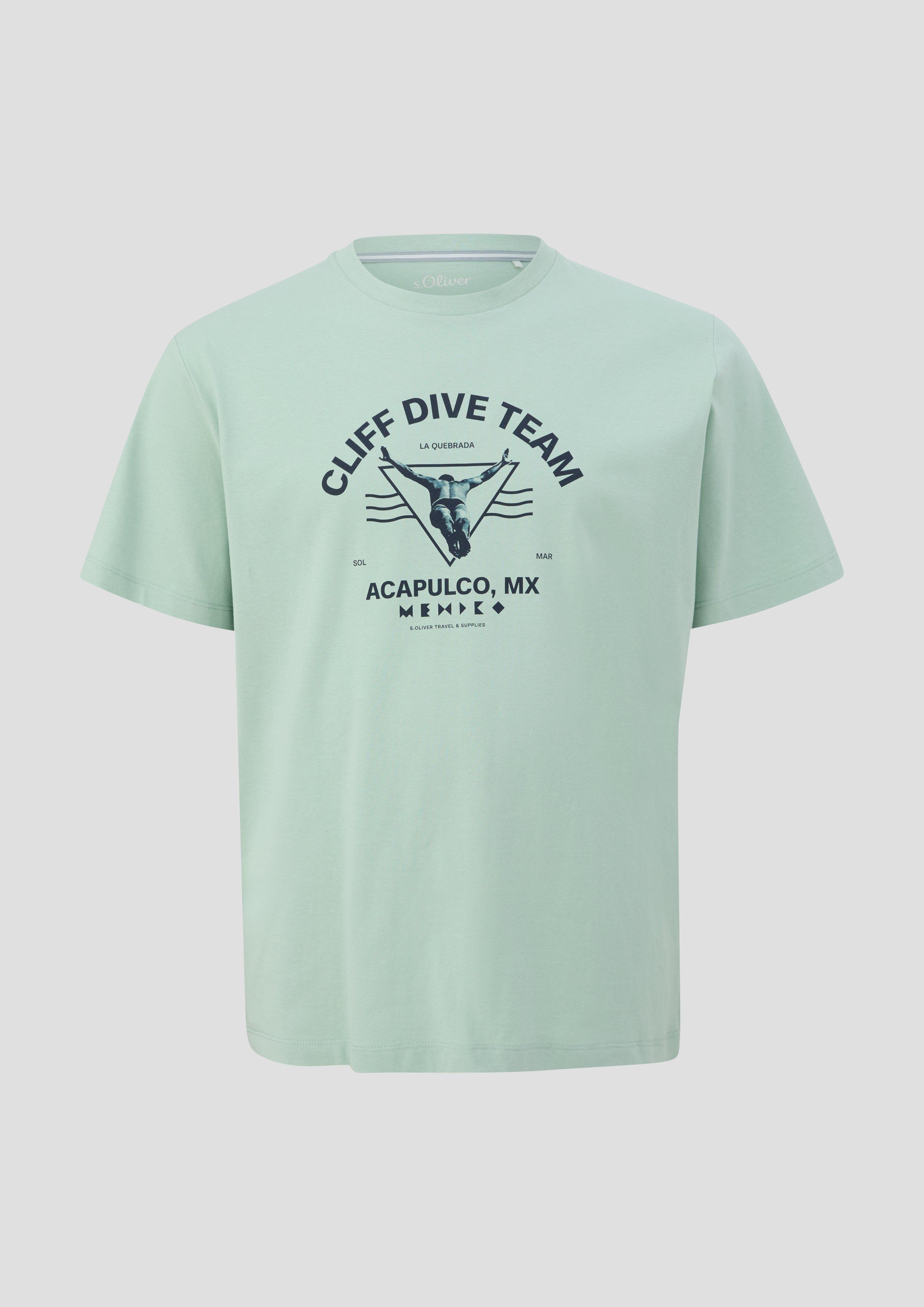 s.Oliver - T-Shirt mit Frontprint, Herren, grün