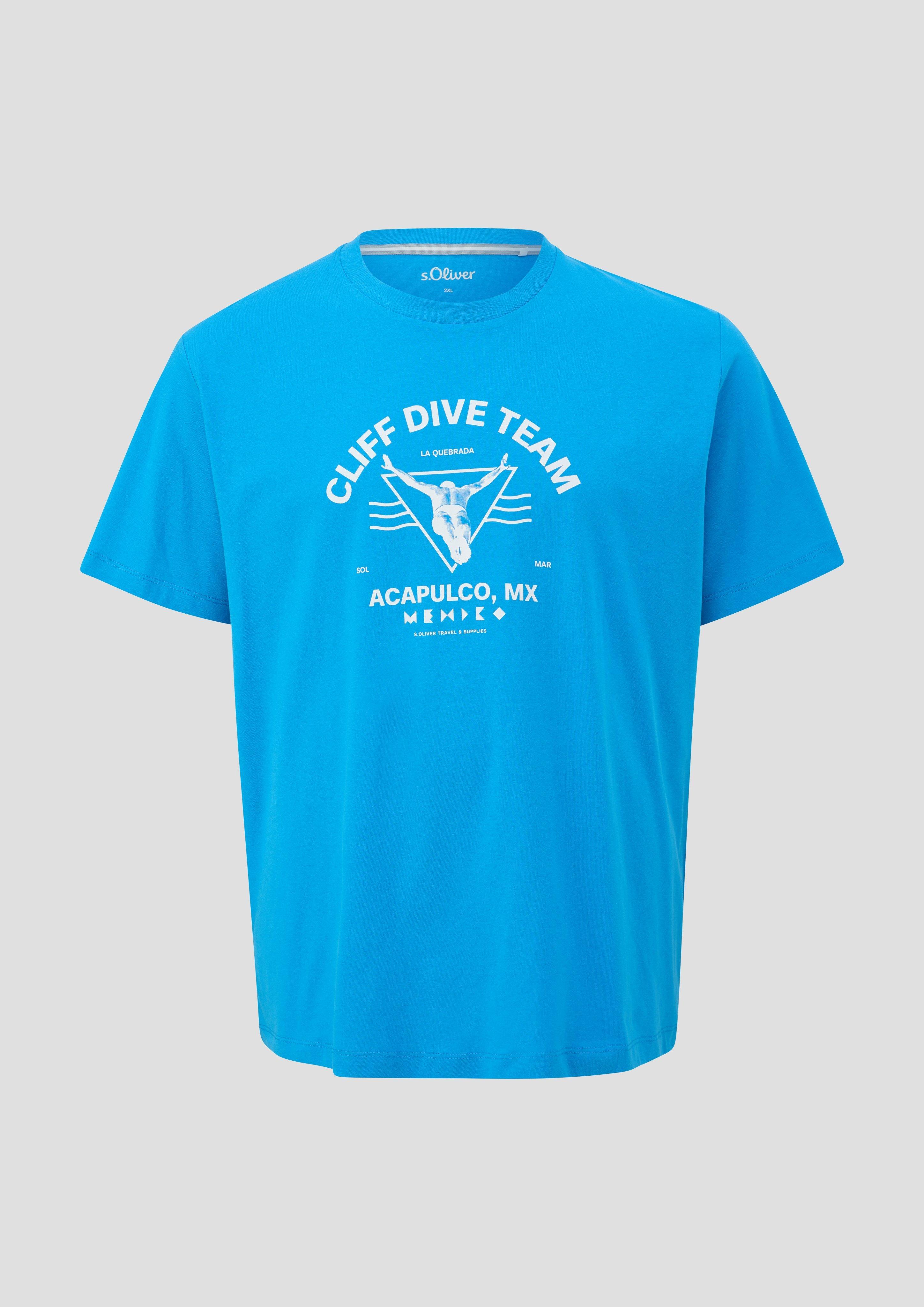 s.Oliver - T-Shirt mit Frontprint, Herren, blau