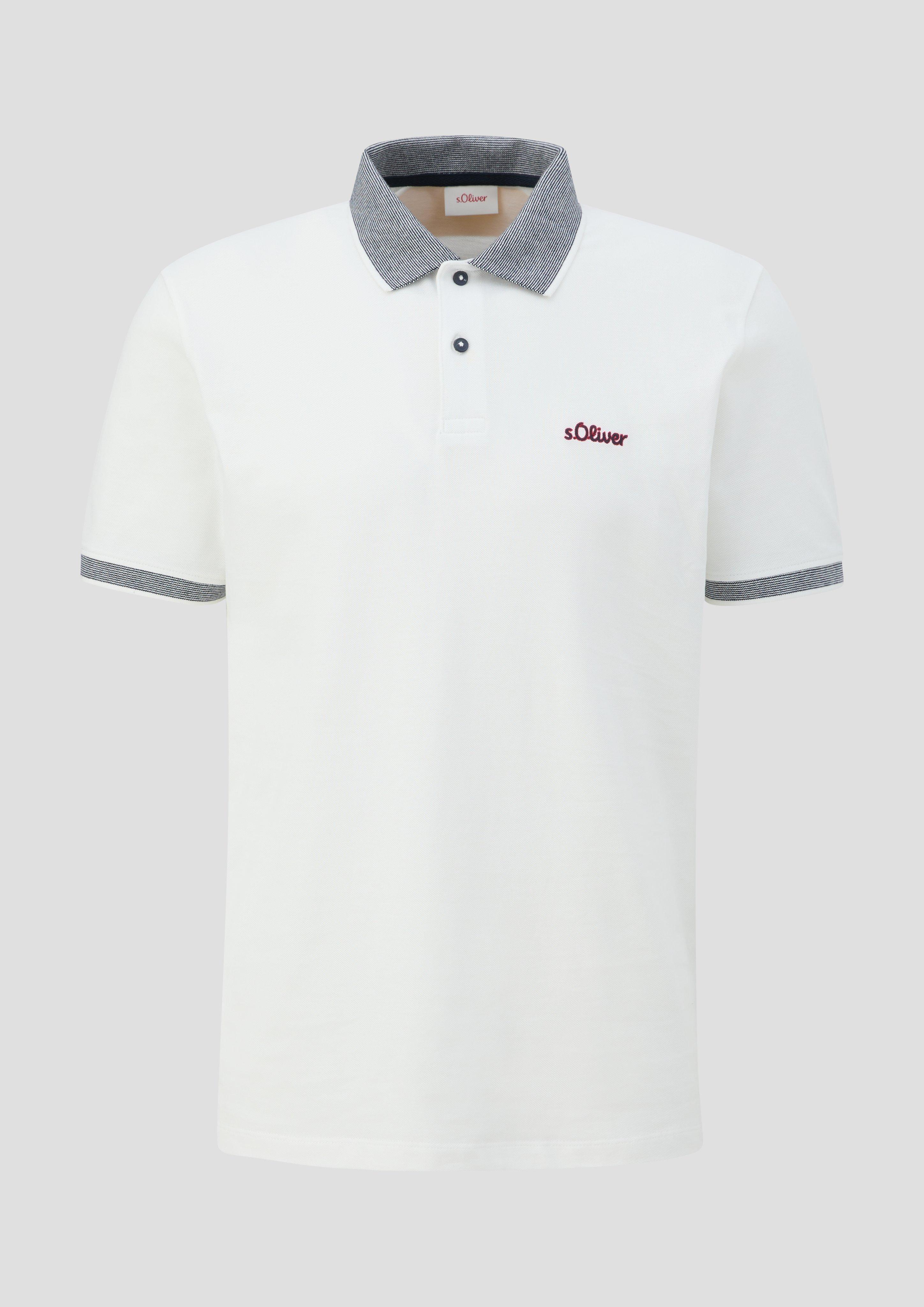 s.Oliver - Poloshirt mit Kontrast-Details, Herren, weiß