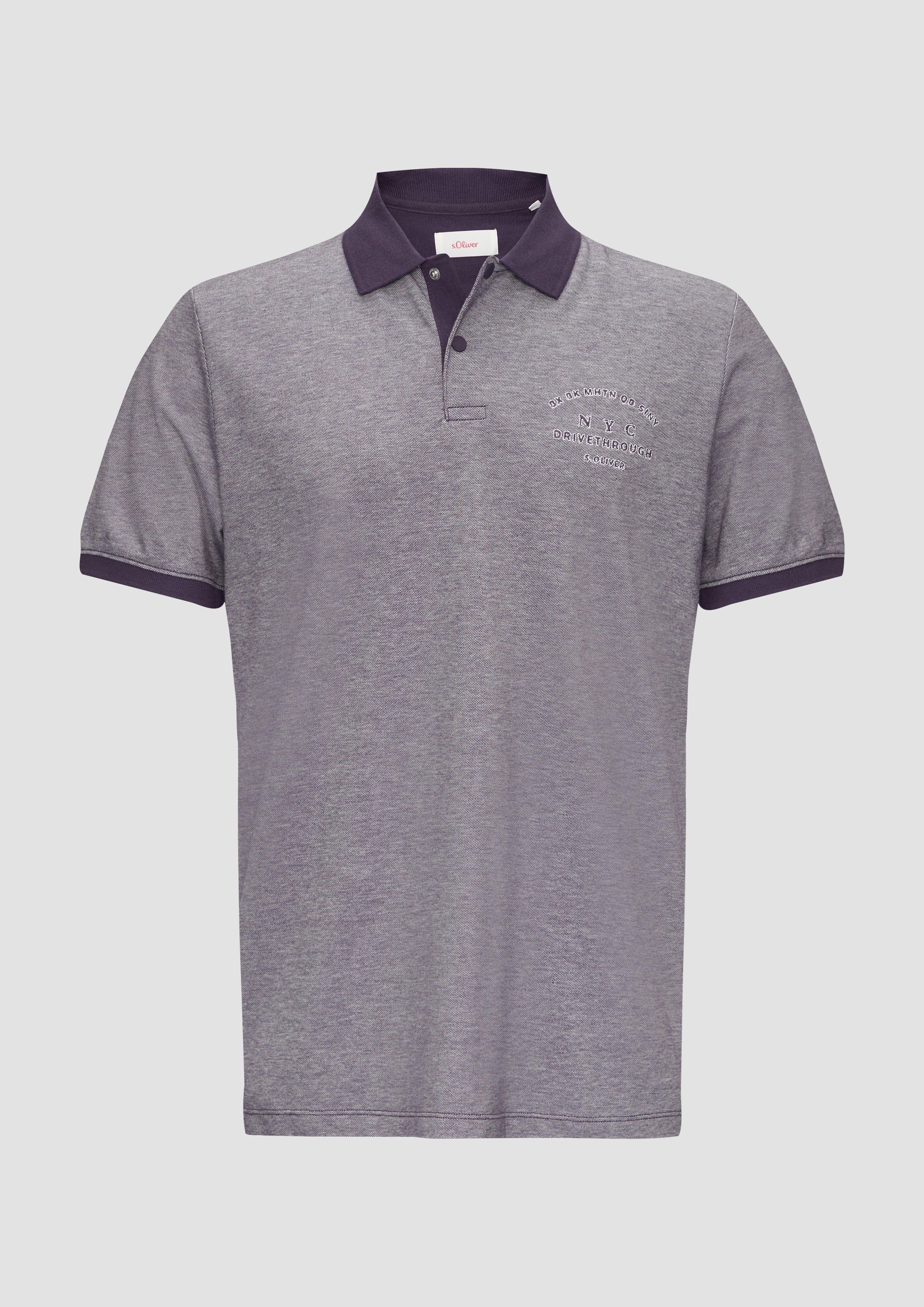 s.Oliver - Poloshirt aus Baumwollpiqué mit Kontrast-Details, Herren, lila