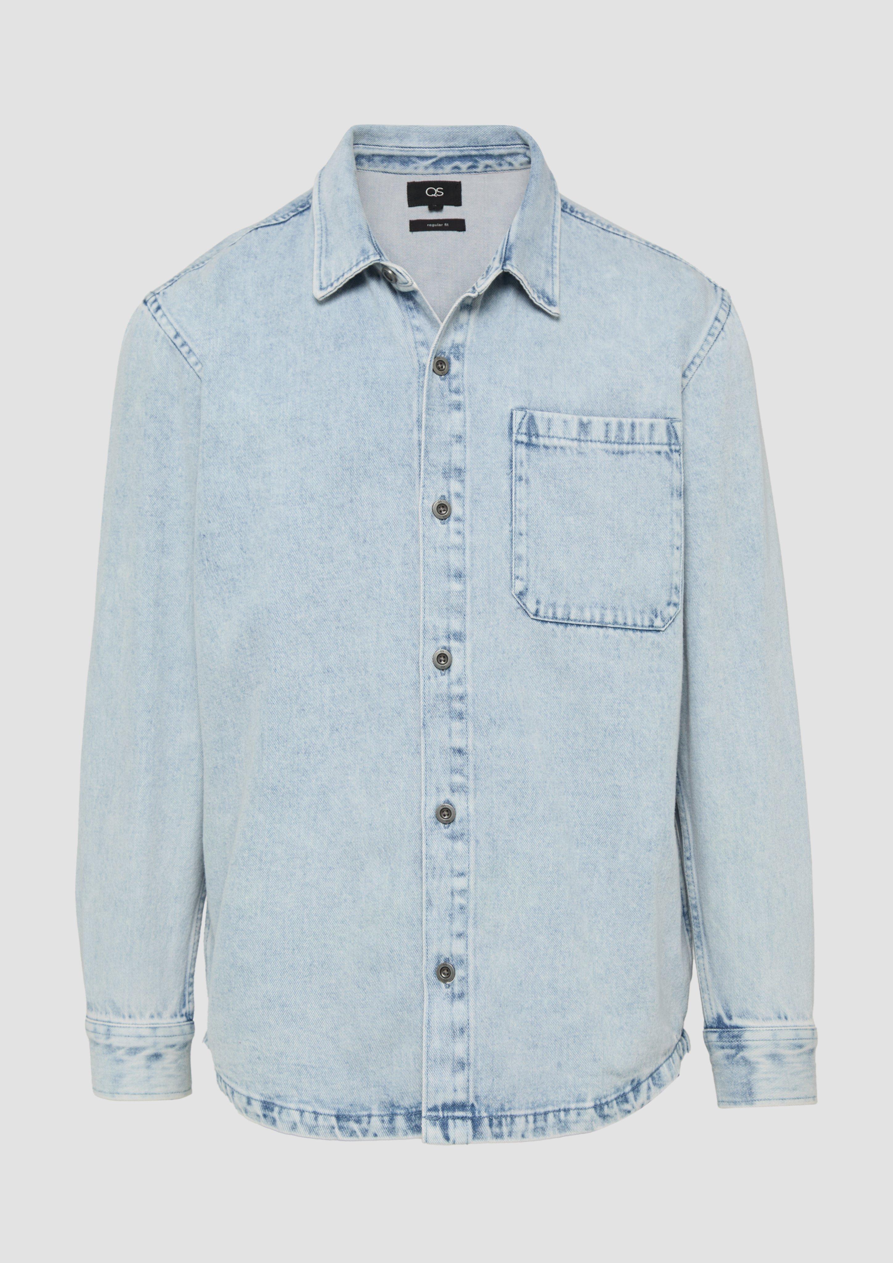 QS - Relaxed Fit: Denim-Hemd aus Baumwolle, Herren, blau