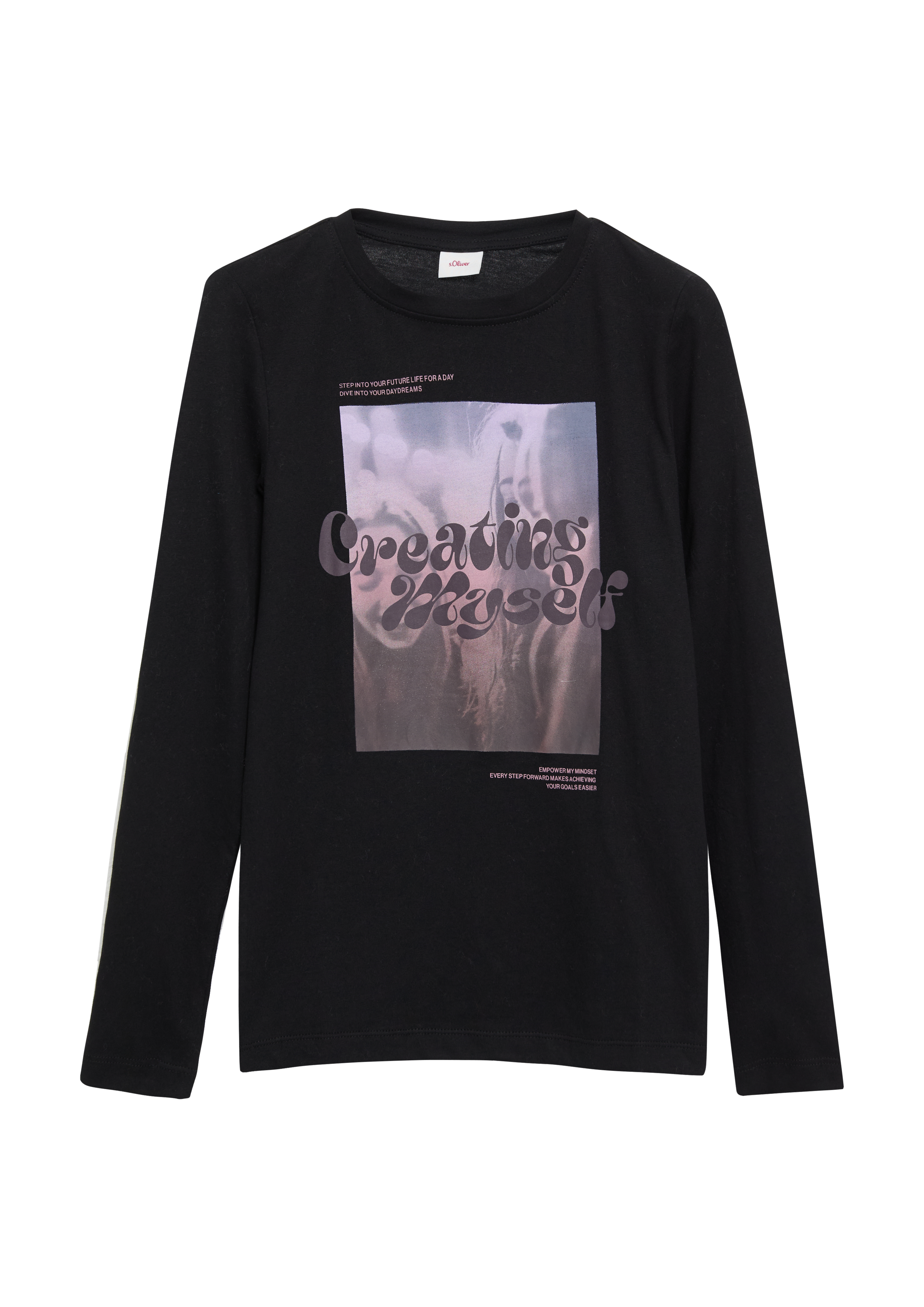 s.Oliver - Langarmshirt mit Frontprint, Mädchen, schwarz