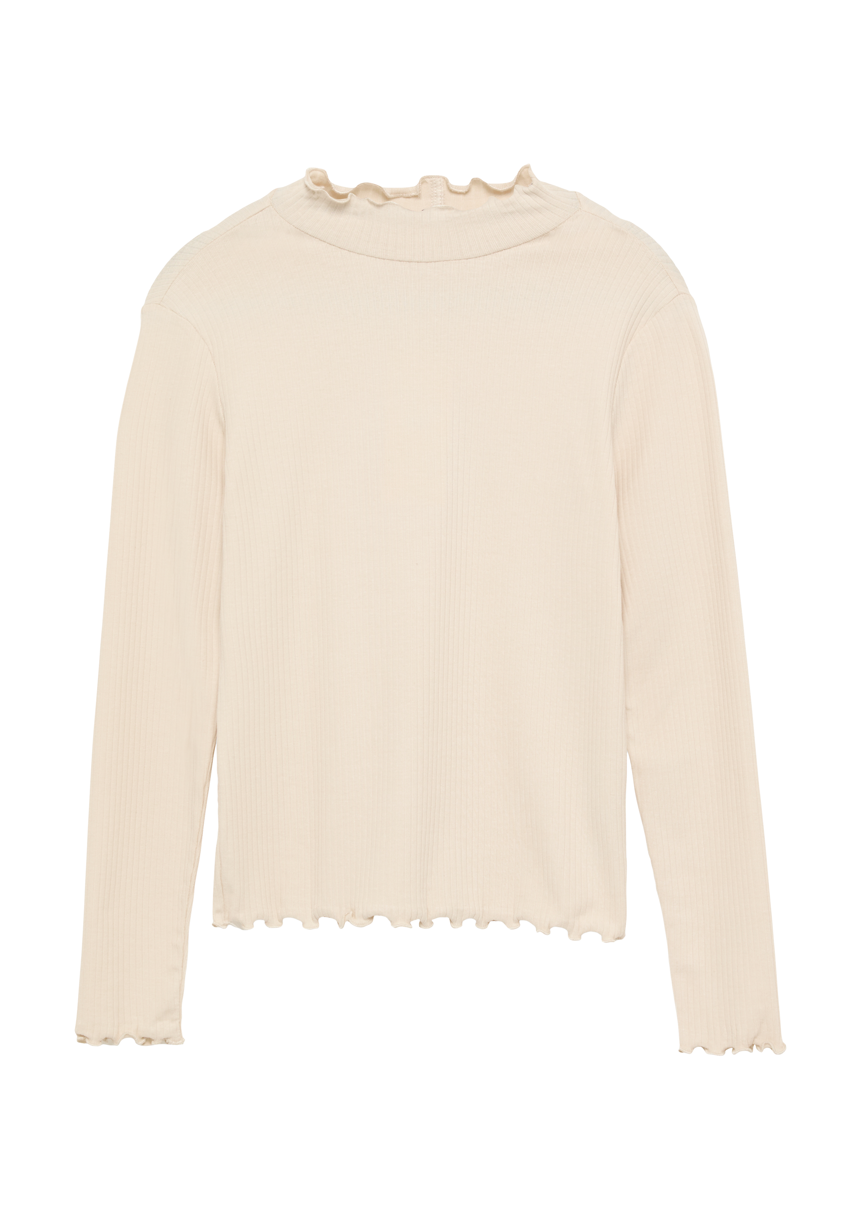 s.Oliver - Schmales Rippshirt mit Rollsaum, Mädchen, Beige