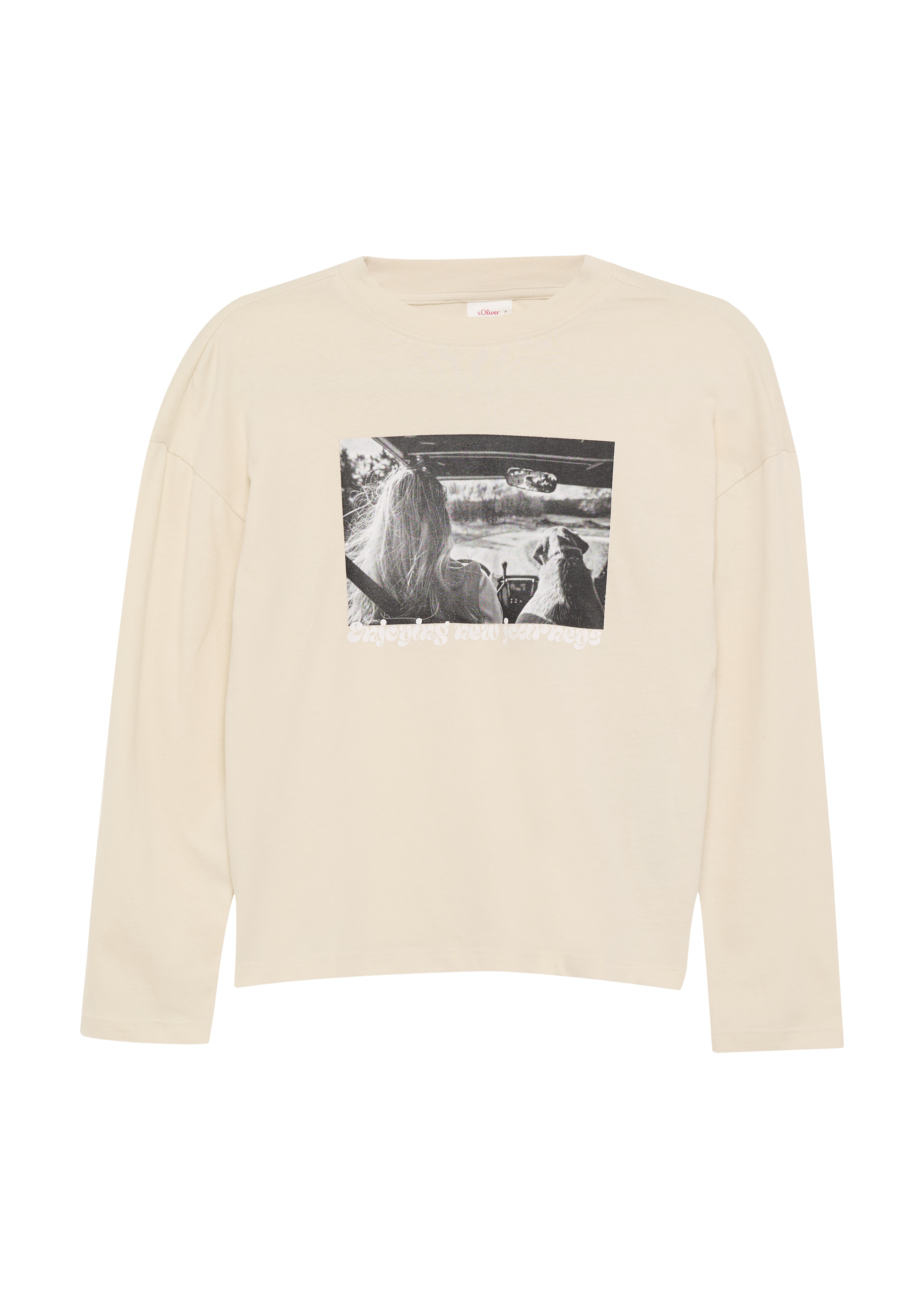 s.Oliver - Longsleeve mit Fotoprint im Relaxed Fit, Mädchen, Beige