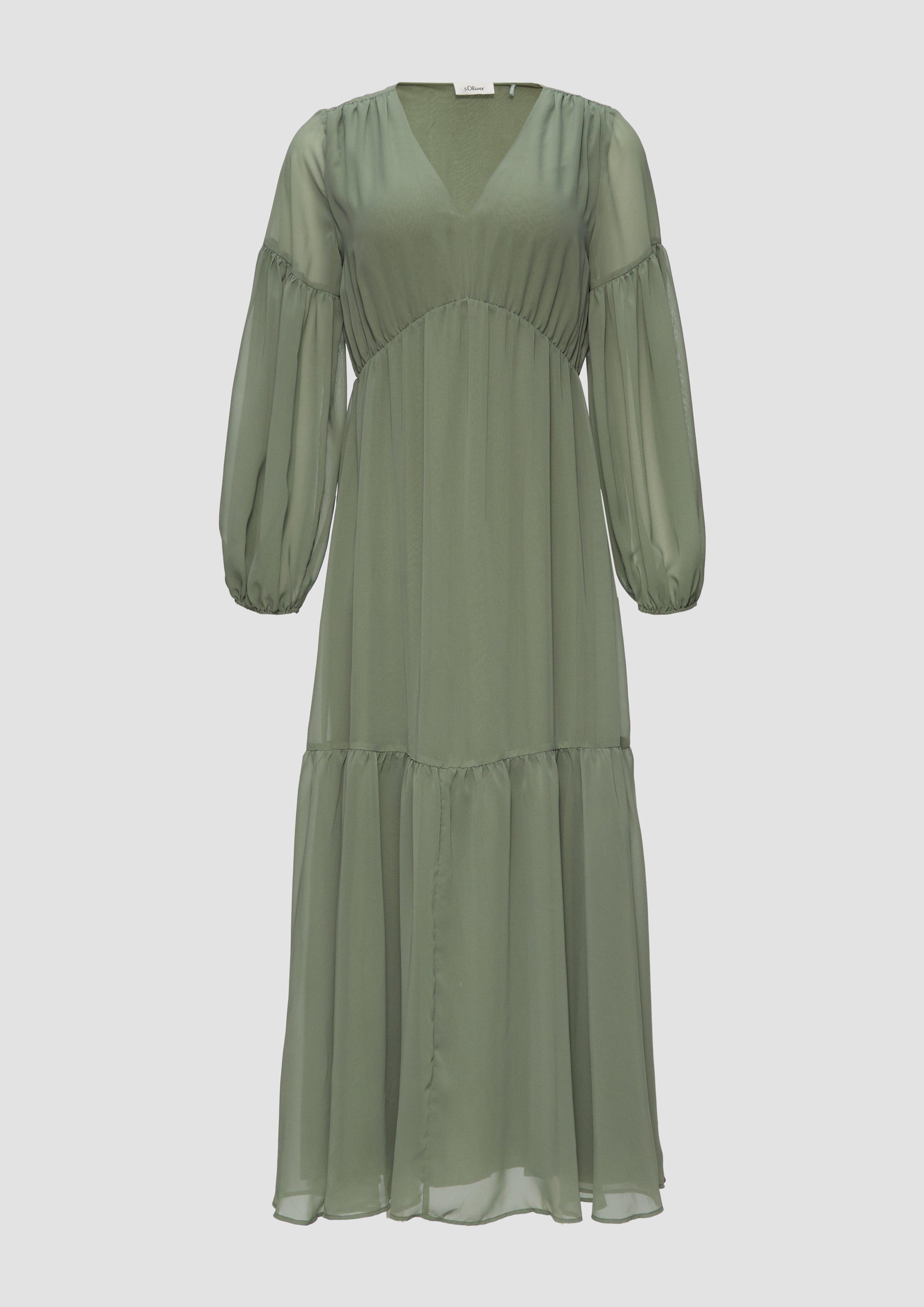 Thumbnail - s.Oliver - Langes Chiffonkleid im Boho-Stil, Damen, grün